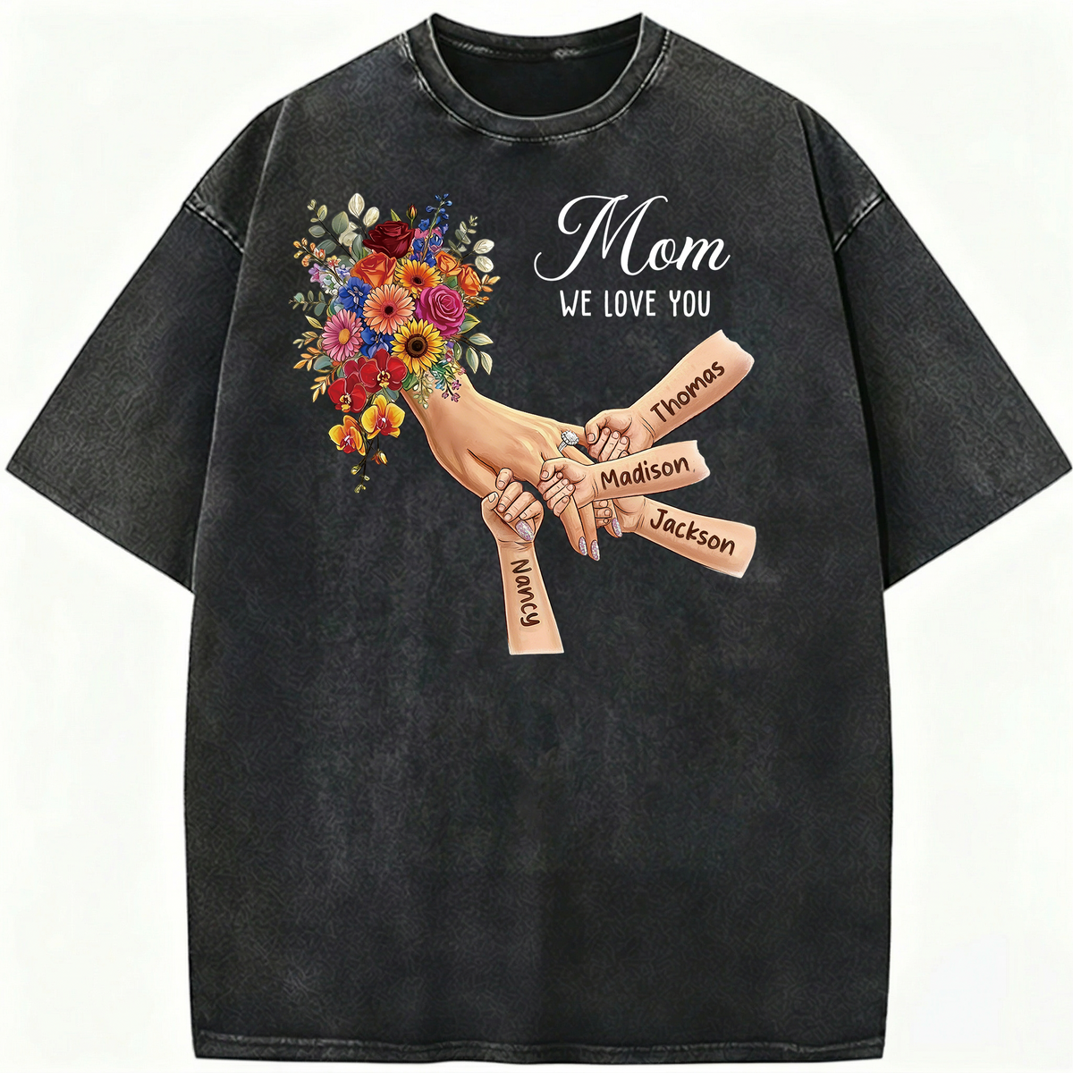 Custom Mommy Holding Hands Vintage Washed Sweatshirt | Mother's Day Gift