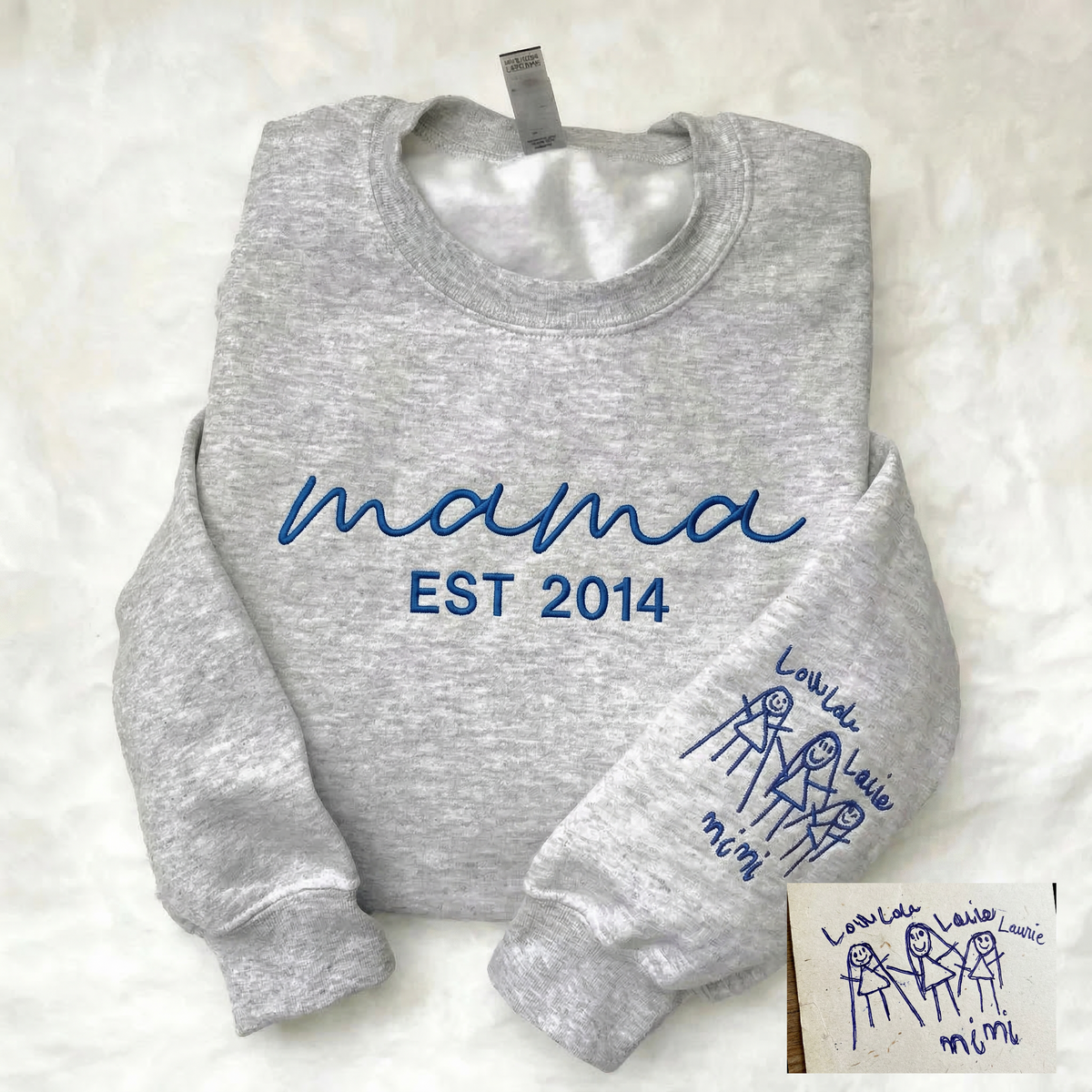 💖 Personalized Mama Sweatshirt with Custom Handwriting Sleeve Embroidery 💖