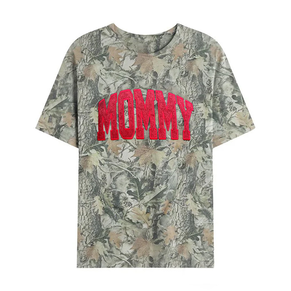 Personalized Custom Glitter Embroidered MAMA Camo Sweatshirt T-Shirt | Mother's Day Gift