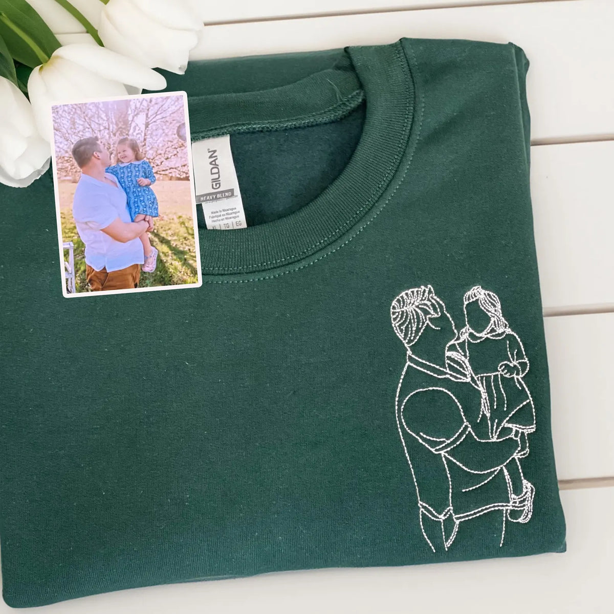 Custom Embroidered Photo Portrait Sweatshirt Gift for papà,papá,pai