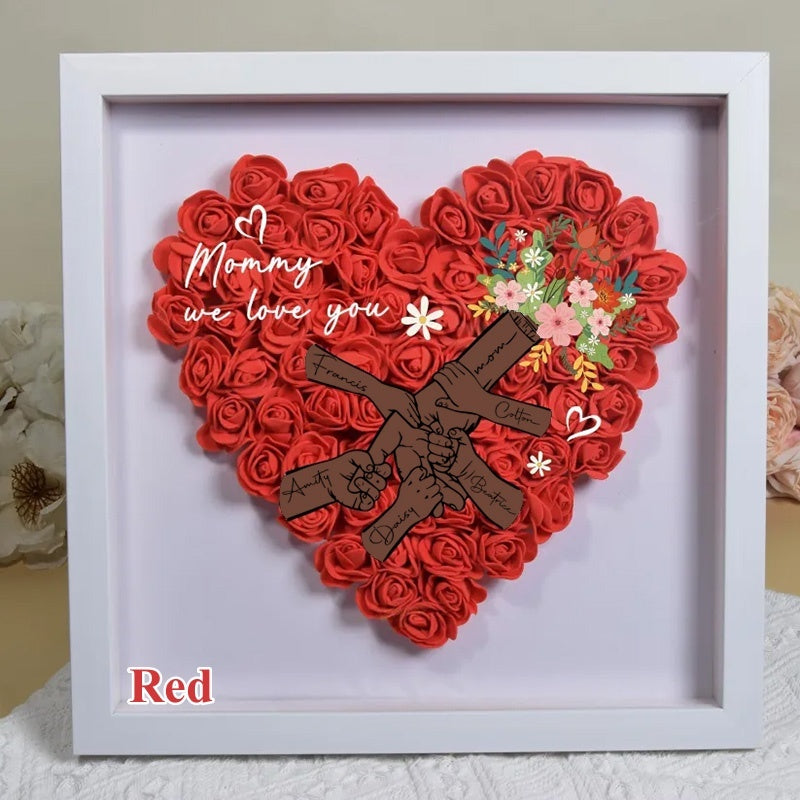 Personalized Flower Handprints Flower Shadow Box For Mom Gift | Mother’s Day gift