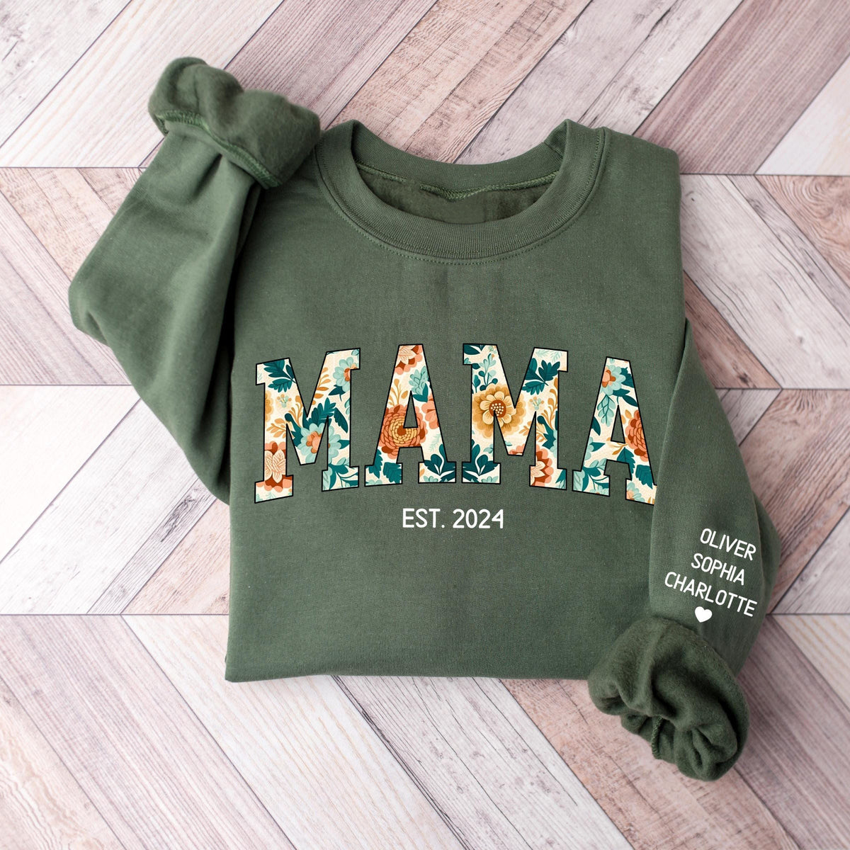 Custom Mother's Day Mama Floral Print Sweatshirt, Gift For Mom
