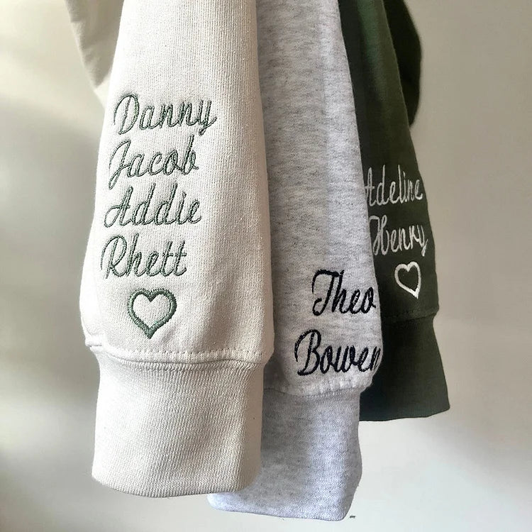 Custom Mama Embroidered Sweatshirt With Kids Names Sleeve | Mother's Day Gift