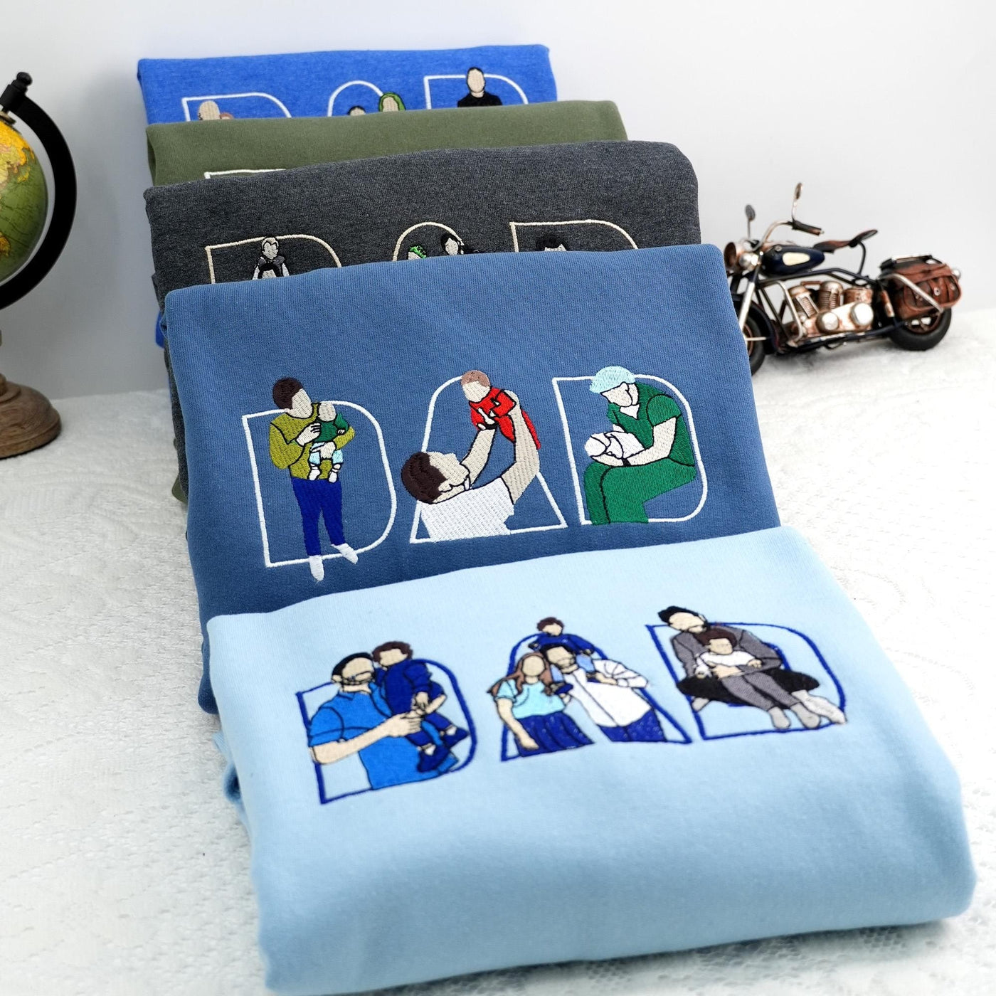 Custom Comic Photo Embroidered #Dadlife Shirt Sweatshirt Hoodie Father's Day Gift For Dad