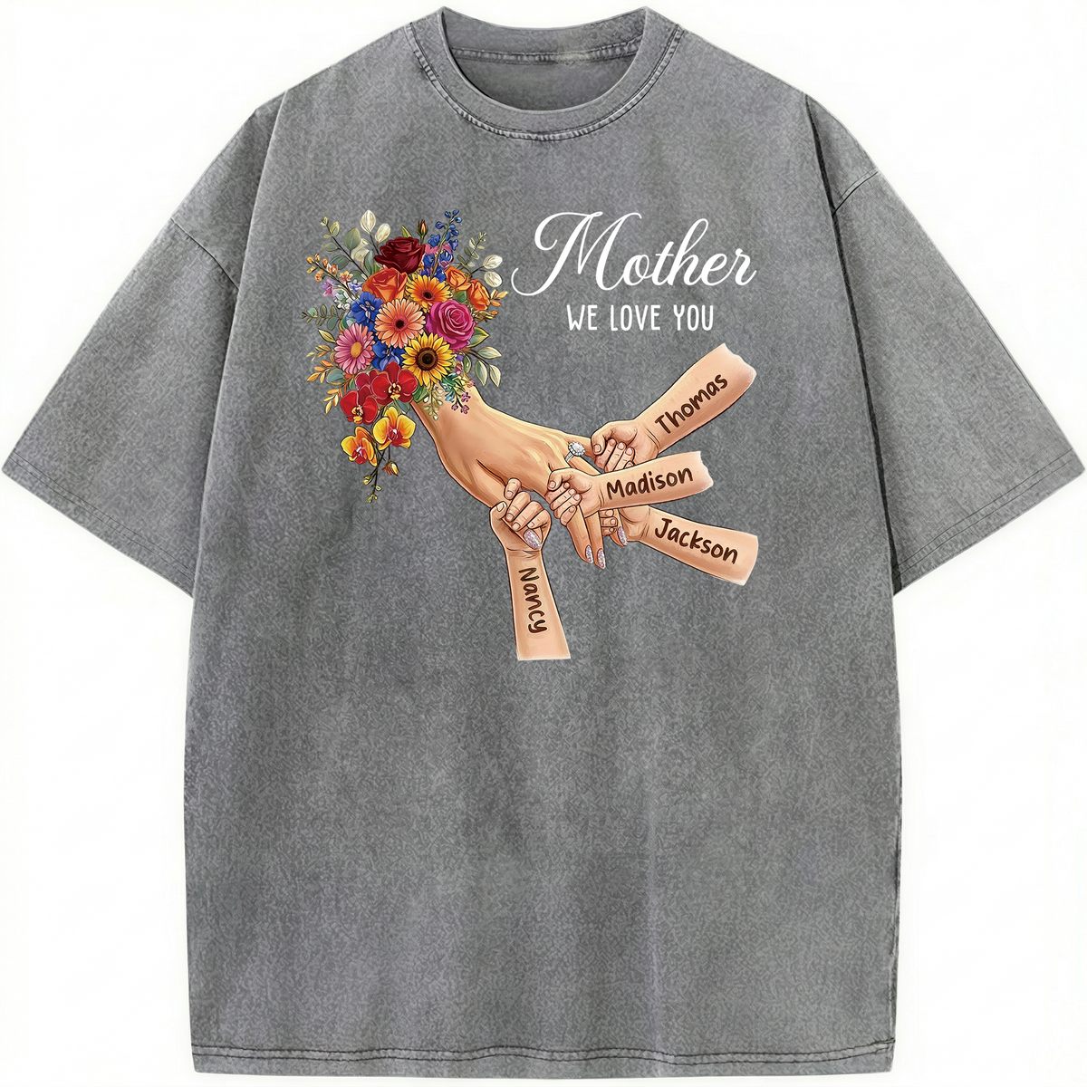Custom Mommy Holding Hands Vintage Washed Sweatshirt | Mother's Day Gift