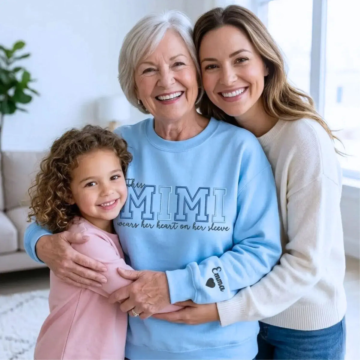 Custom Embroidered This Mimi Wears Her Heart on Her Sleeve Sweatshirt | Mother's Day Gifts