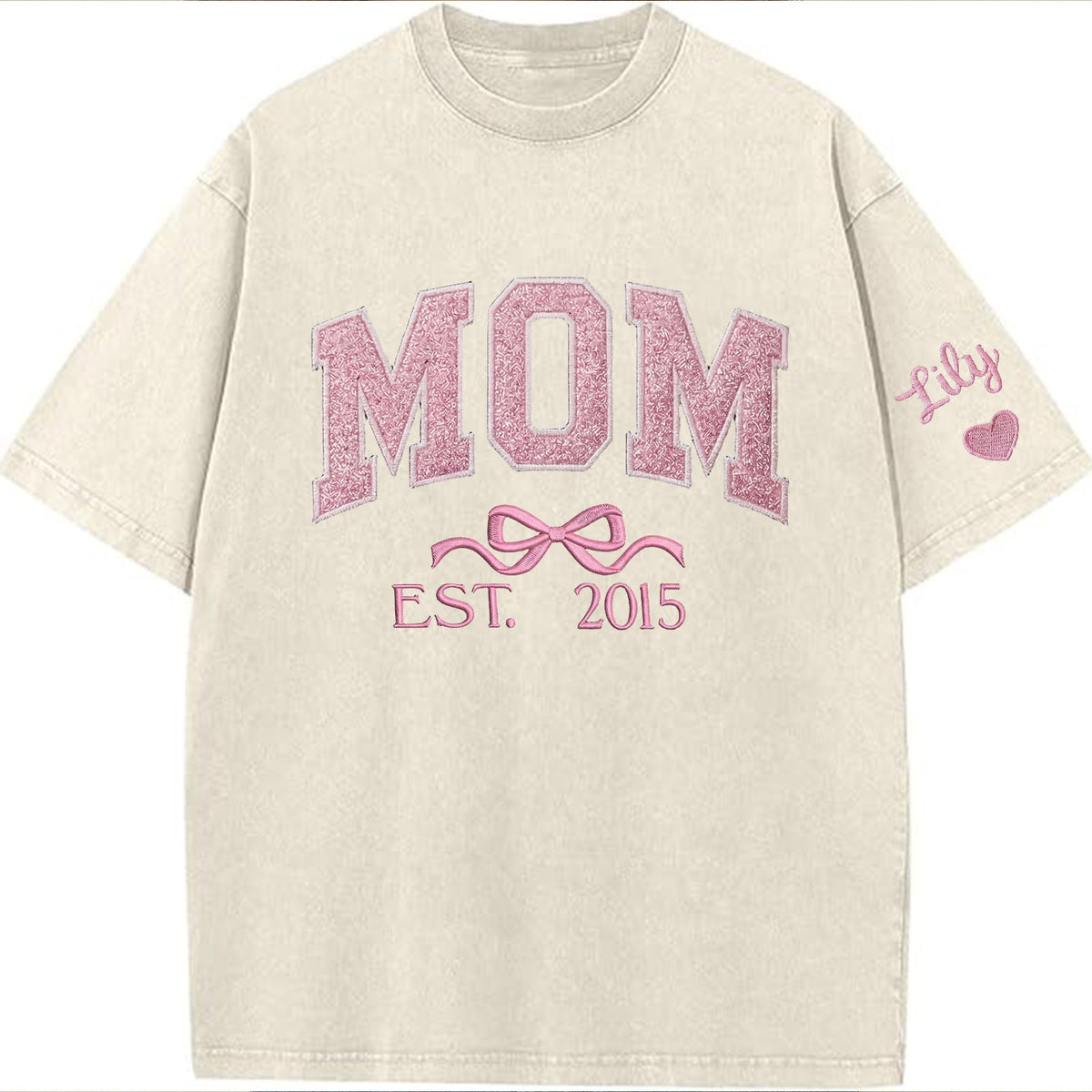 Mom glitter embroidered Washed T-shirt&sweatshirt mother day/personalized year.