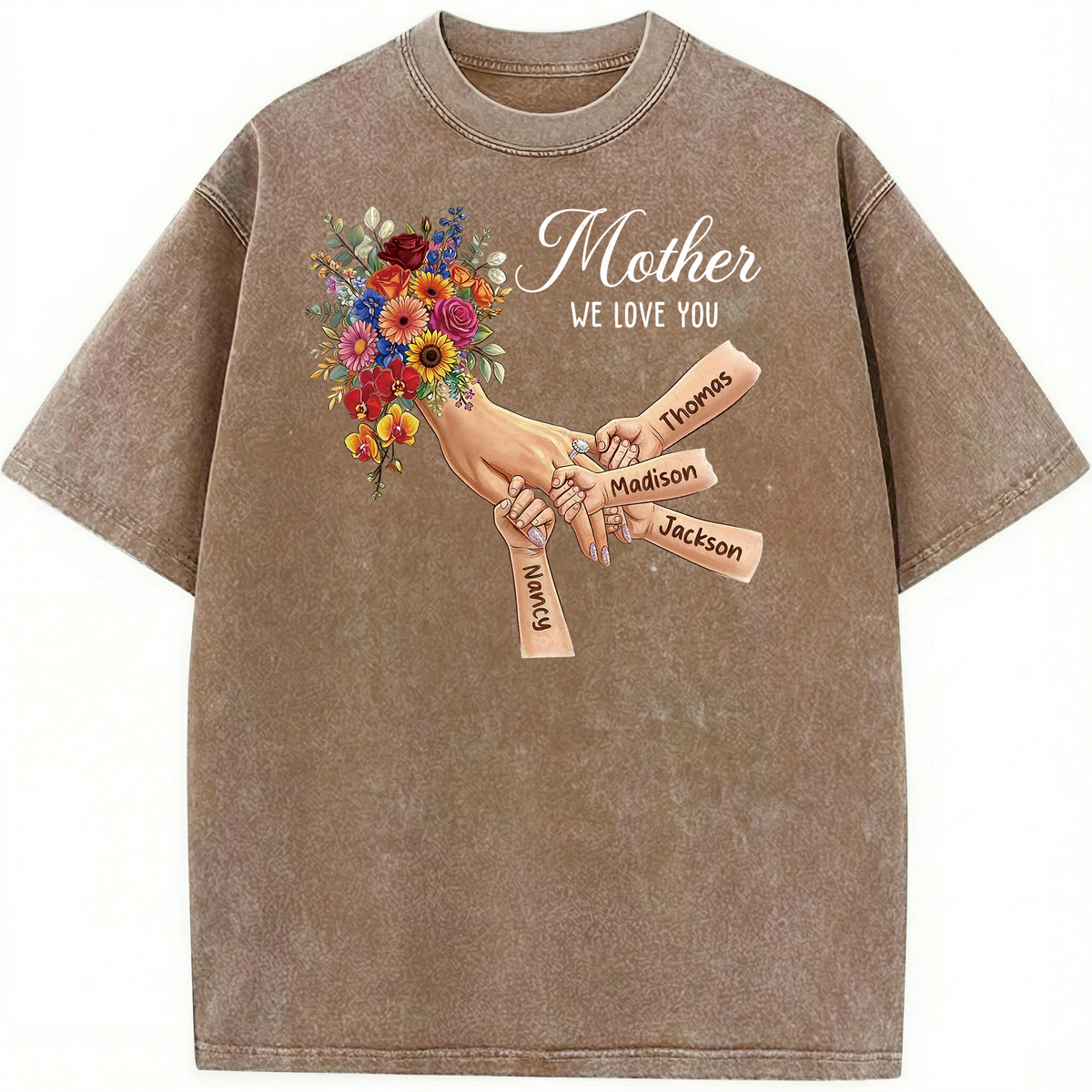 Custom Mommy Holding Hands Vintage Washed Sweatshirt | Mother's Day Gift