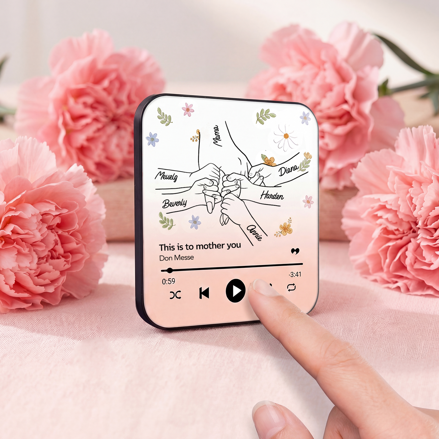 Personalised Hand-in-Hand Music Fridge Magnet | Mother's Day Gifts