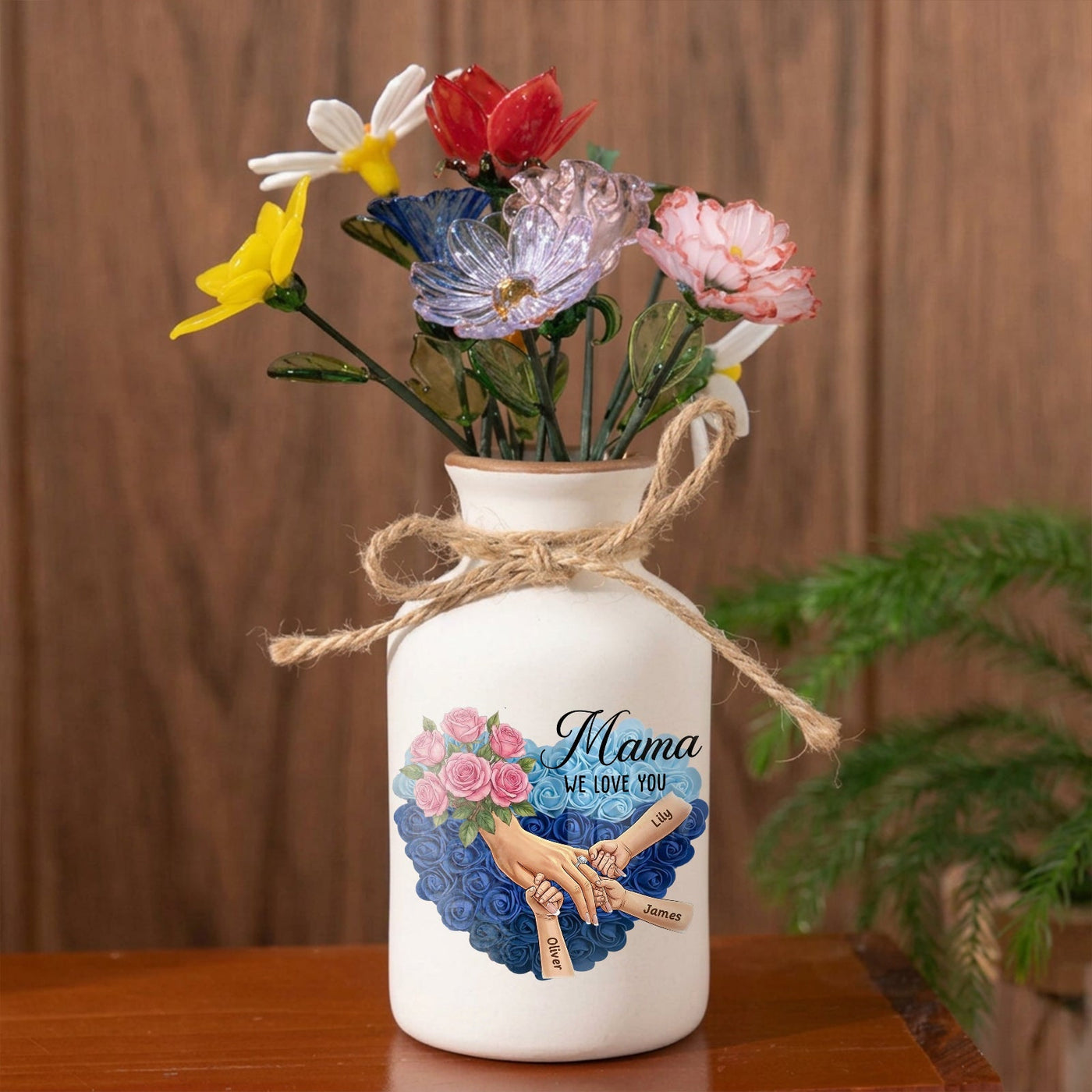 Personalized "Rose" Vase-Personalized Mama Holding Hands|Best Mother's Day Gift– Timeless Gift for Every Home