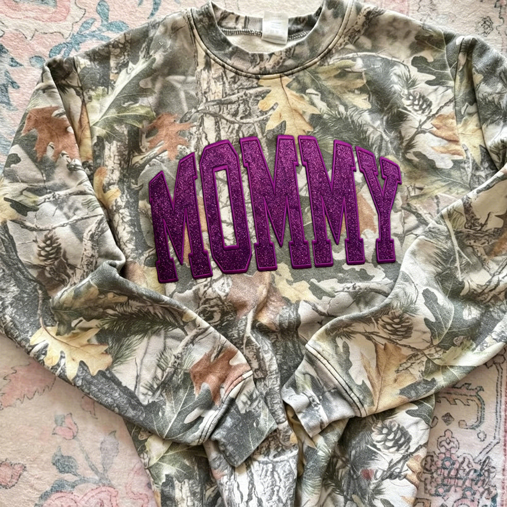 Personalized Custom Glitter Embroidered MAMA Camo Sweatshirt T-Shirt | Mother's Day Gift