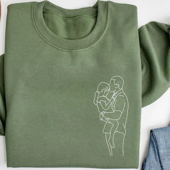 Custom Embroidered Photo Portrait Sweatshirt Gift for papà,papá,pai