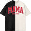 Washed Patchwork T Shirt Glitter MOM Sequin Embroidered Mothers Day Gift for Mama