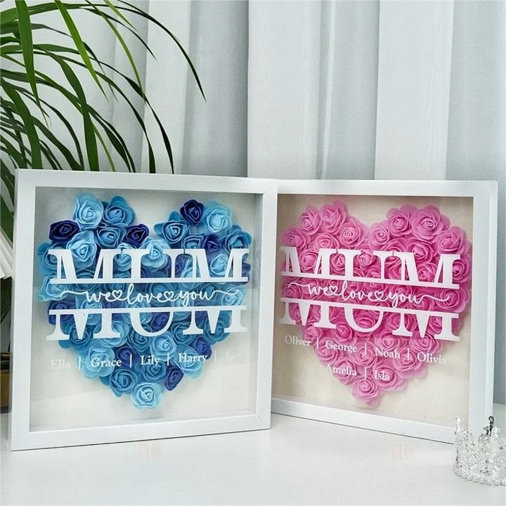 Mum We Love You - Personalized Flower Shadow Box | Mother’s Day gift