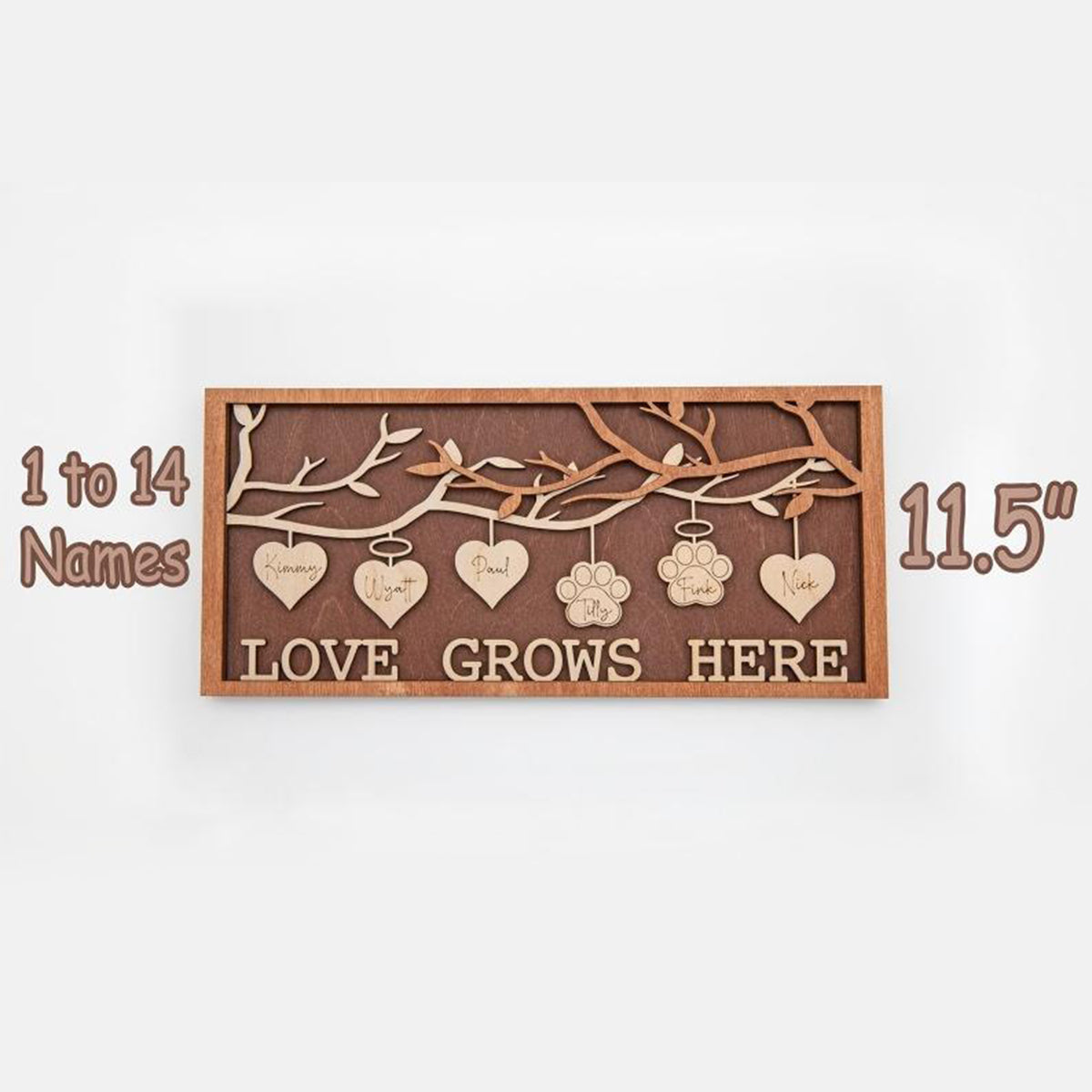 Family Tree Hanging Heart 3D Wall Hanging Decoration or Gift with Stand | Perfect for Mothers Day | Fathers Day