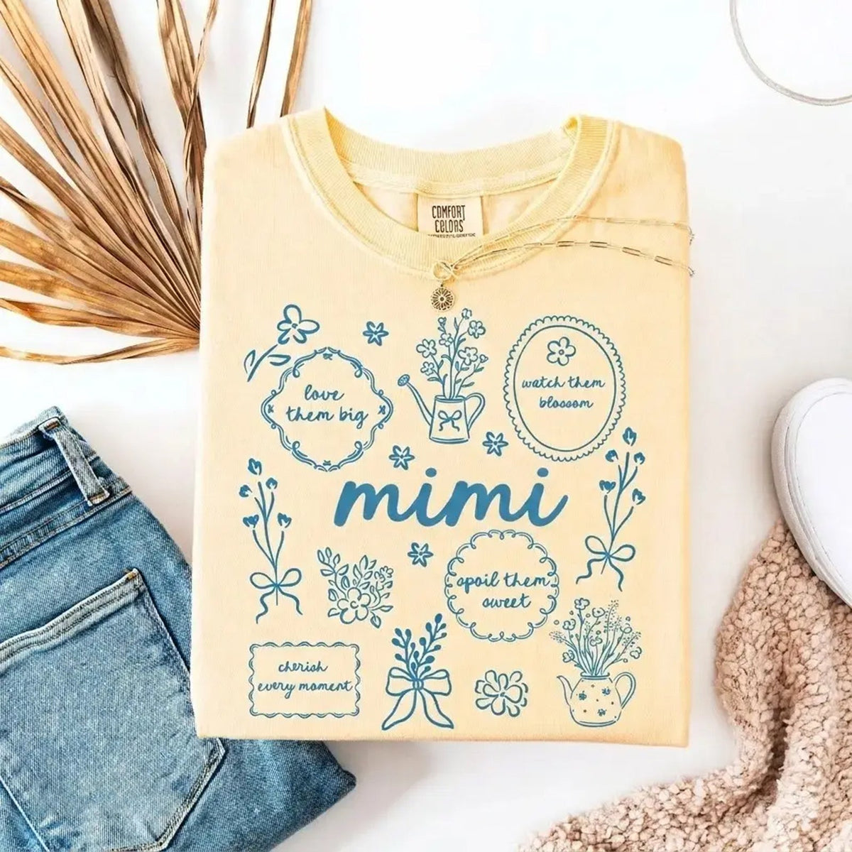 Custom Floral Grandma Heat Transfer Print Sweatshirt | Mother's Day Gift