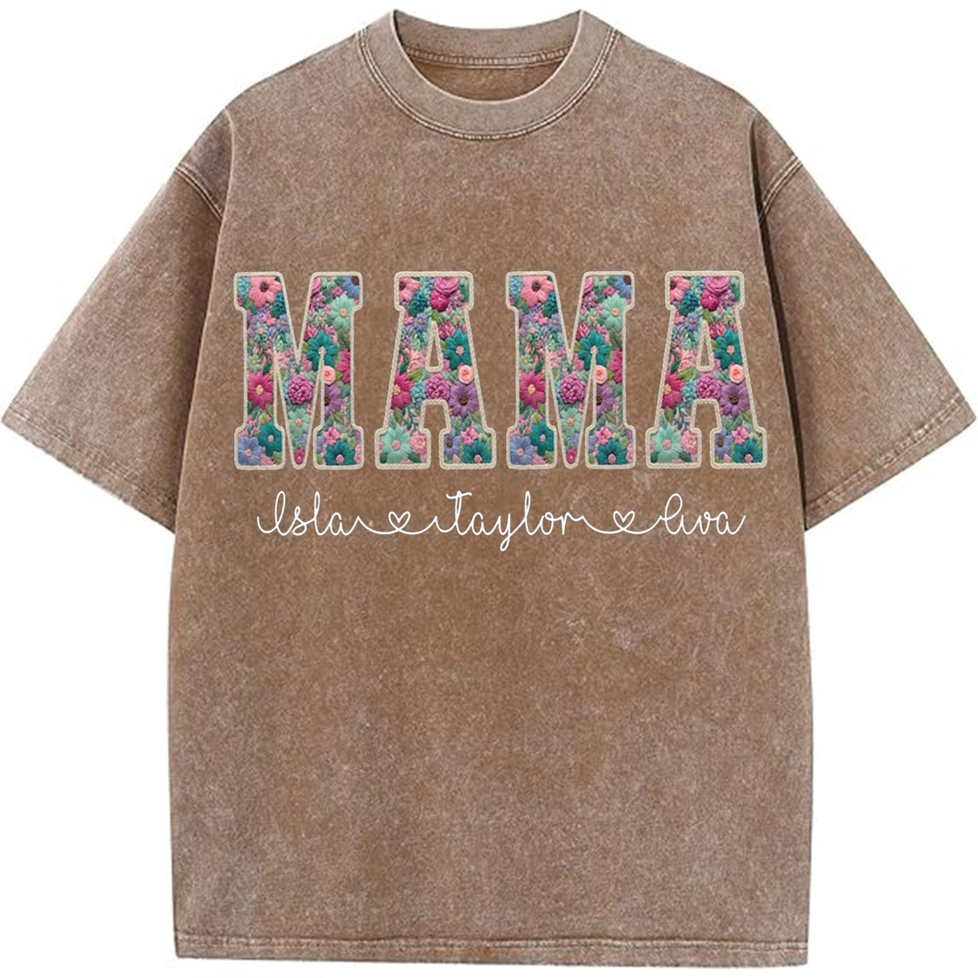 Personalized Floral "MAMA"  Vintage Washed Sweatshirt – Custom Kids Names Gift for Mom
