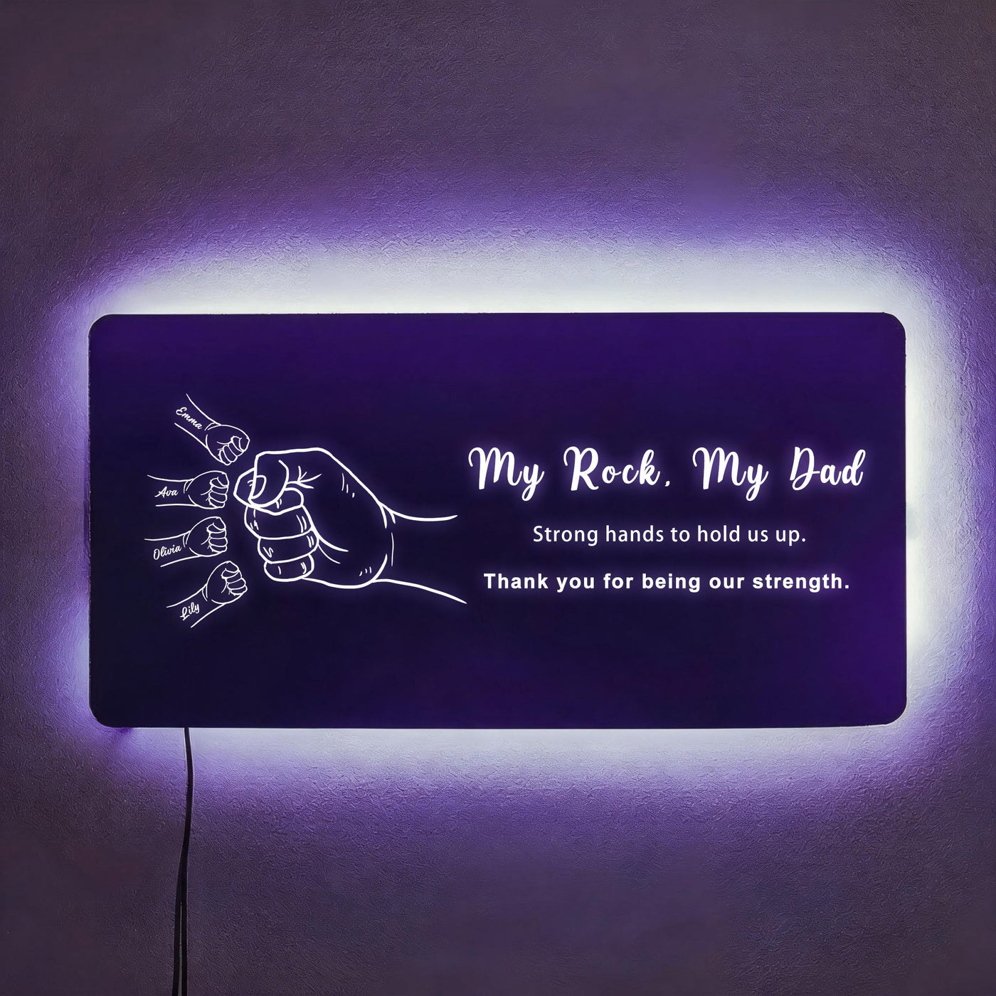 Personalized Dad & Kids Fist Bump Mirror Light – Custom Father’s Day Gift