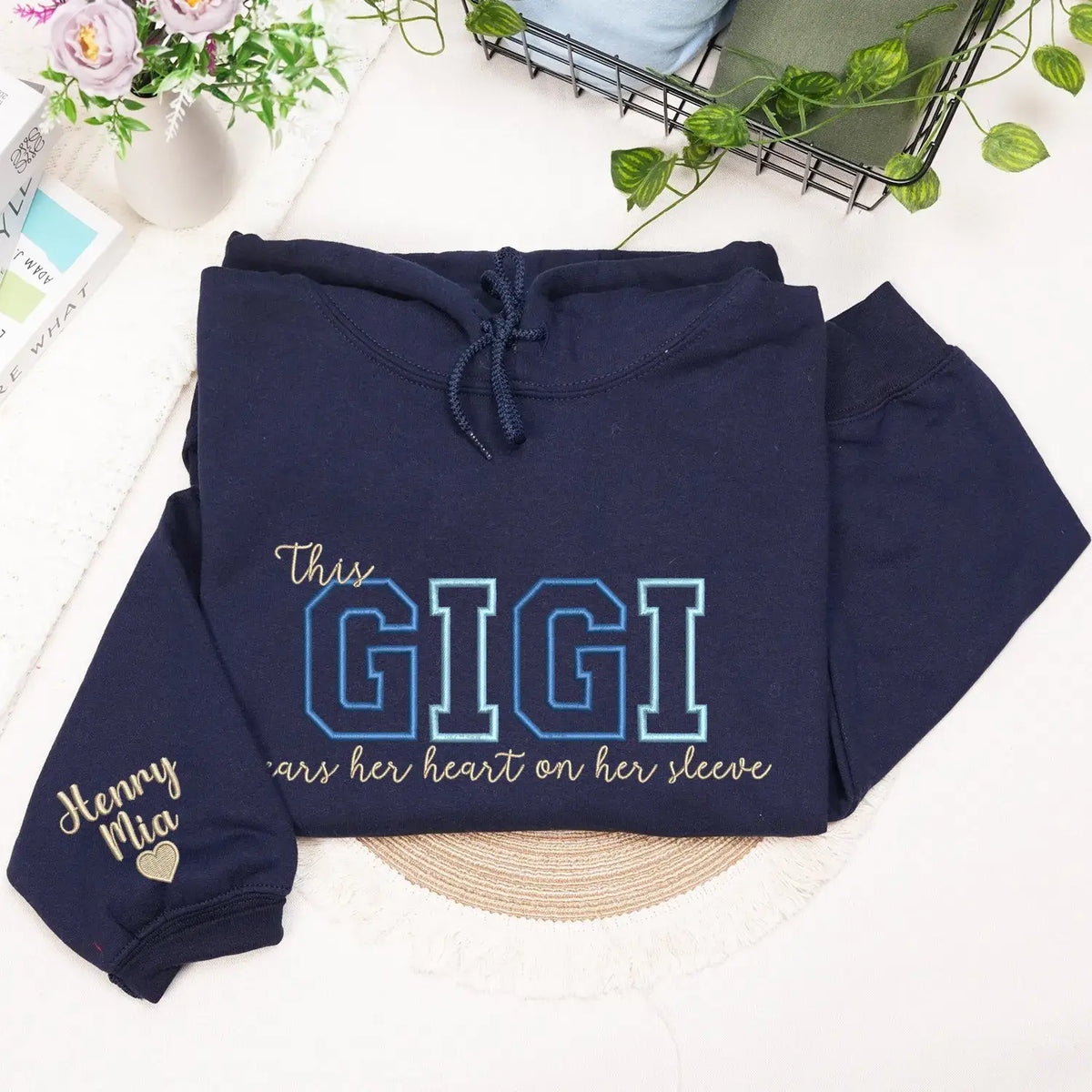 Custom Embroidered This Gigi Wears Her Heart on Her Sleeve Sweatshirt | Mother's Day Gifts