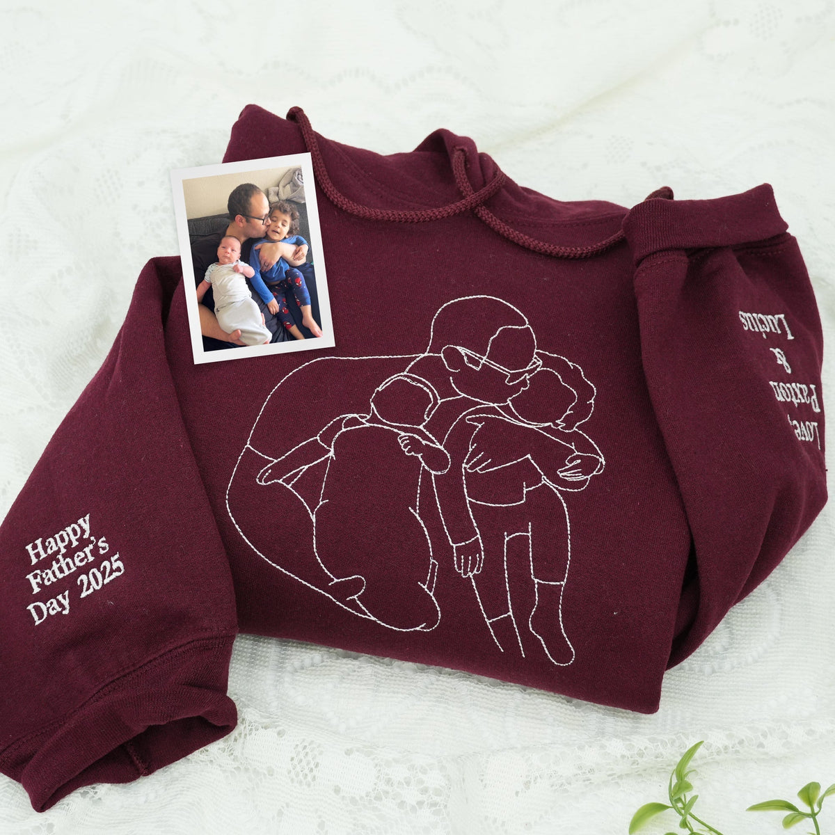 Custom Embroidered Photo Portrait Sweatshirt Gift for papà,papá,pai