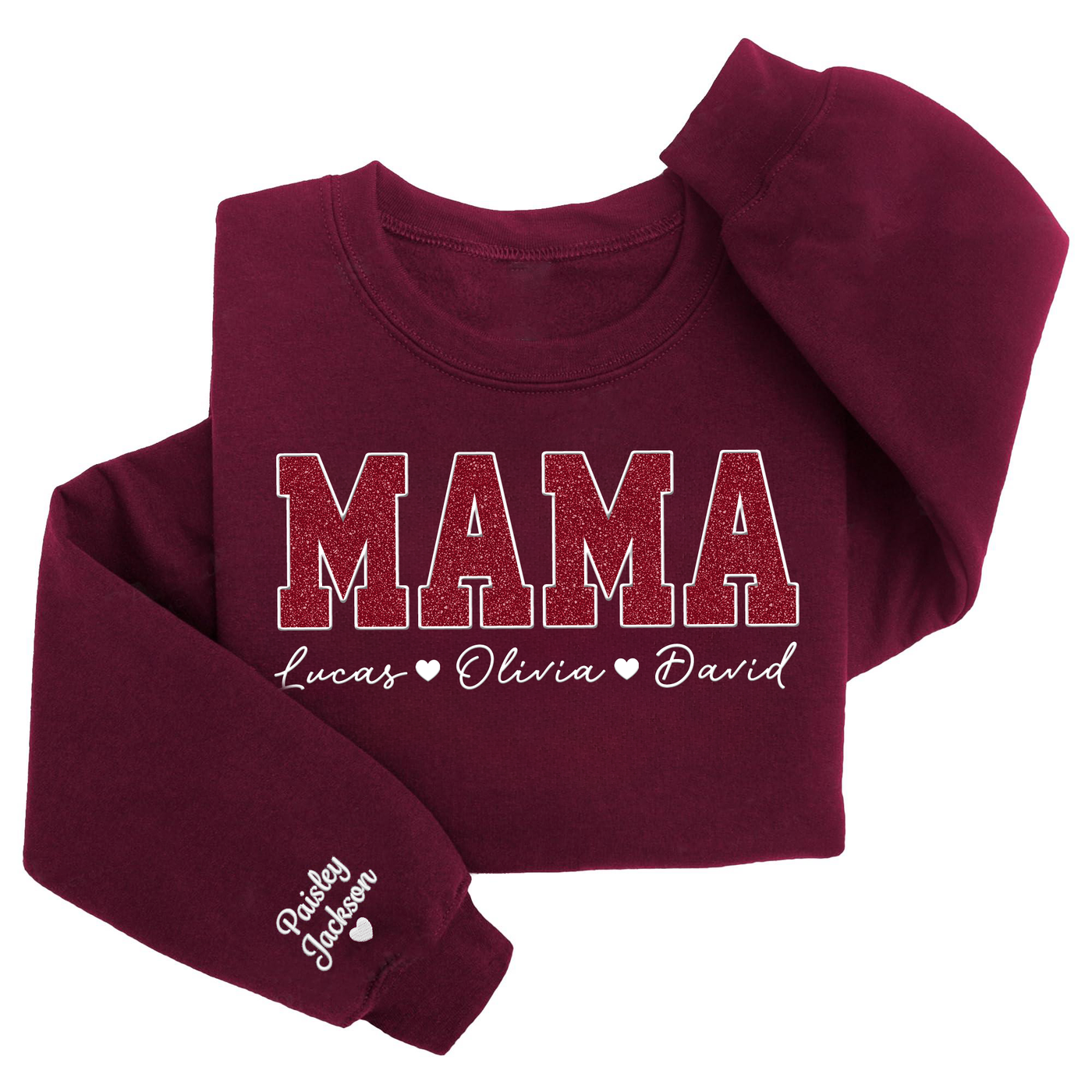 Custom Mom Glitter Embroidered Sweatshirt With Loving Children‘s Name | Mother's Day Gift