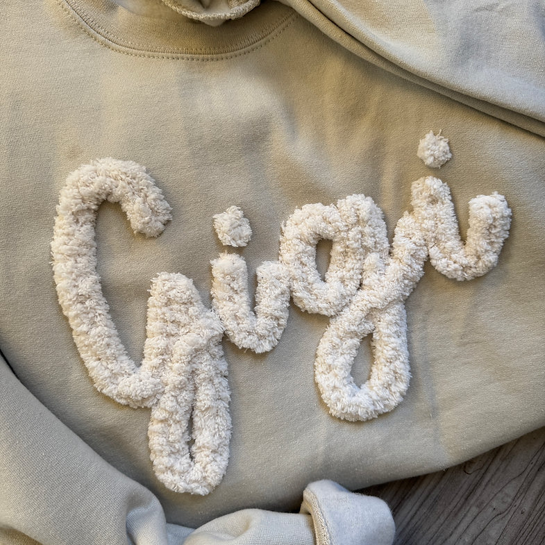 Custom Gigi Honey Name Chenille Yarn Embroidered Sweatshirt