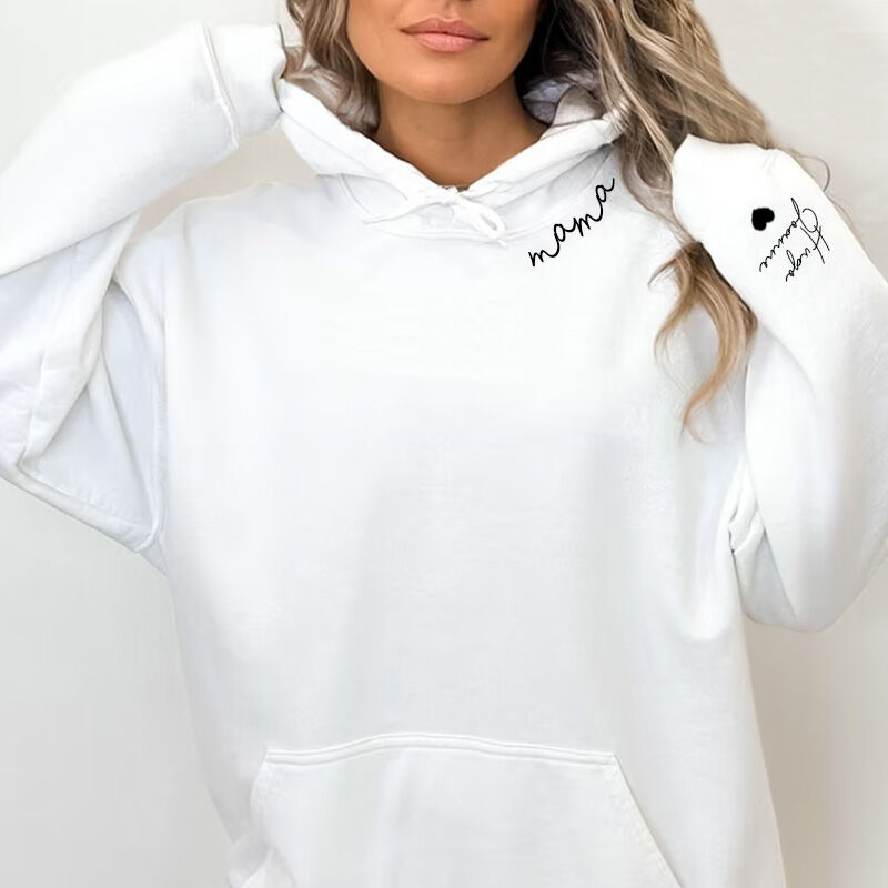 Personalized Mama T-shirt with Custom Name On The Sleeve for Mother's Day