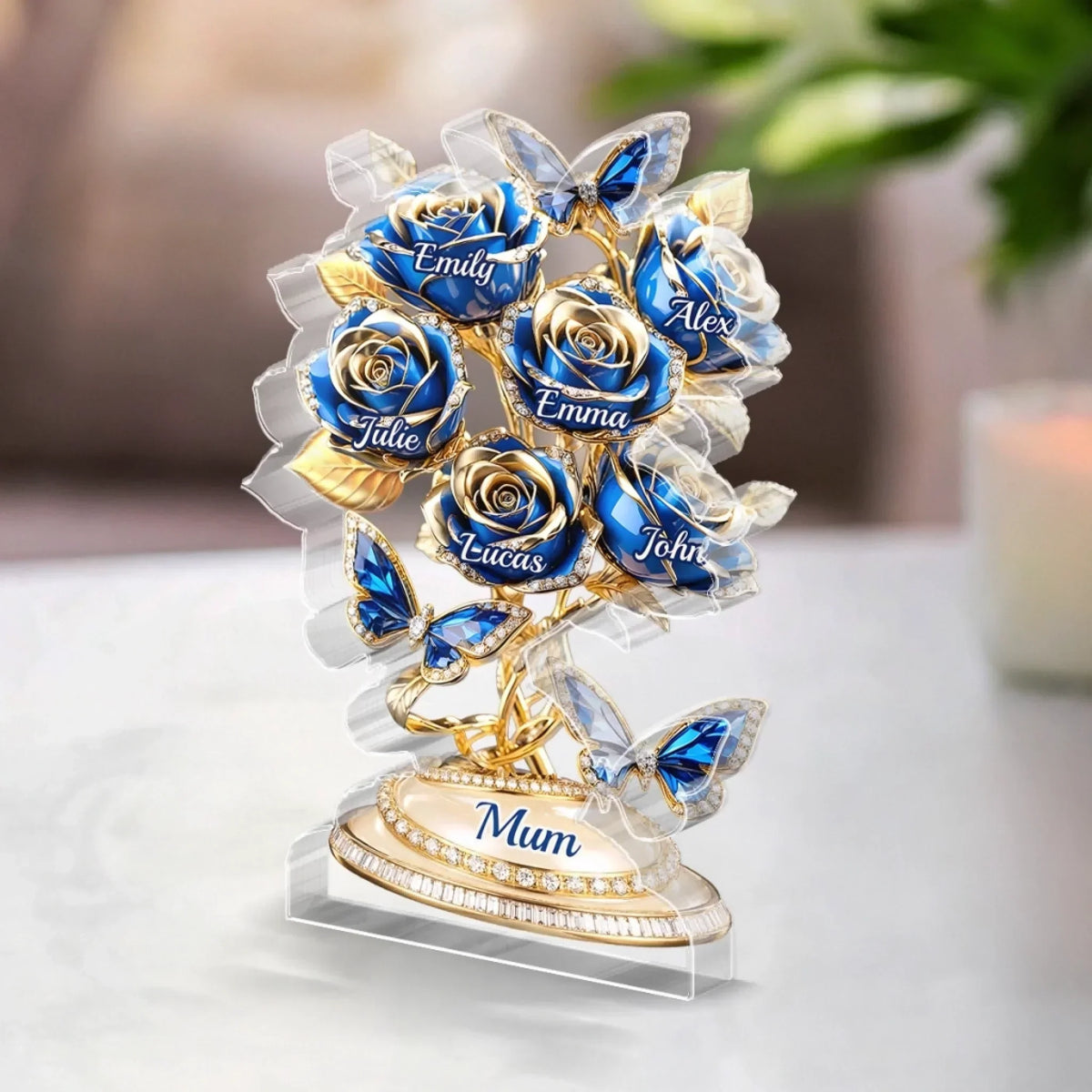 Custom  "Forever Written In Petals" Acrylic Plaque - Personalized Mother's Day Gifts For Mum, Grandma