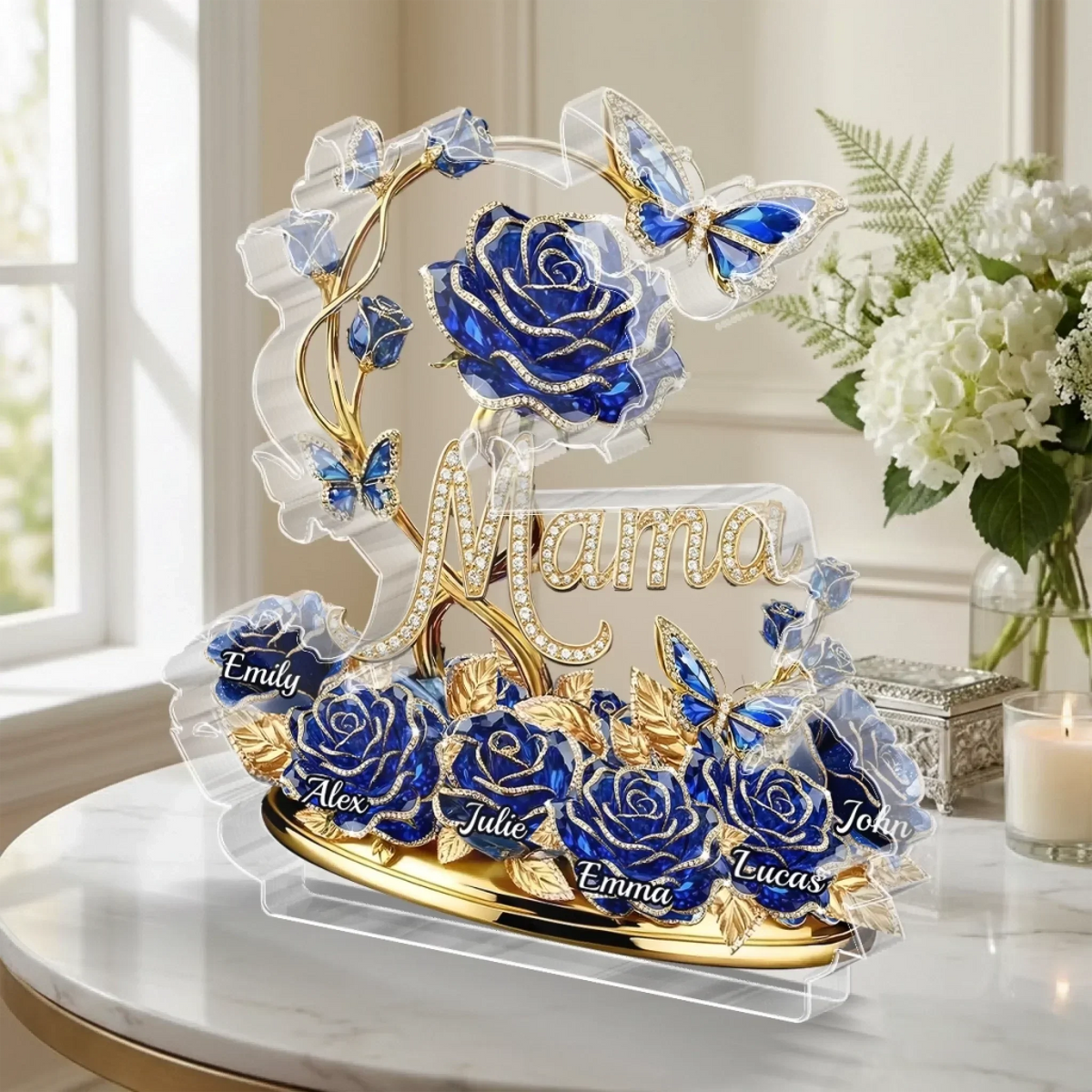 Custom Flower Acrylic Plaque - Personalized Mother's Day Gifts For Mom, Grandma