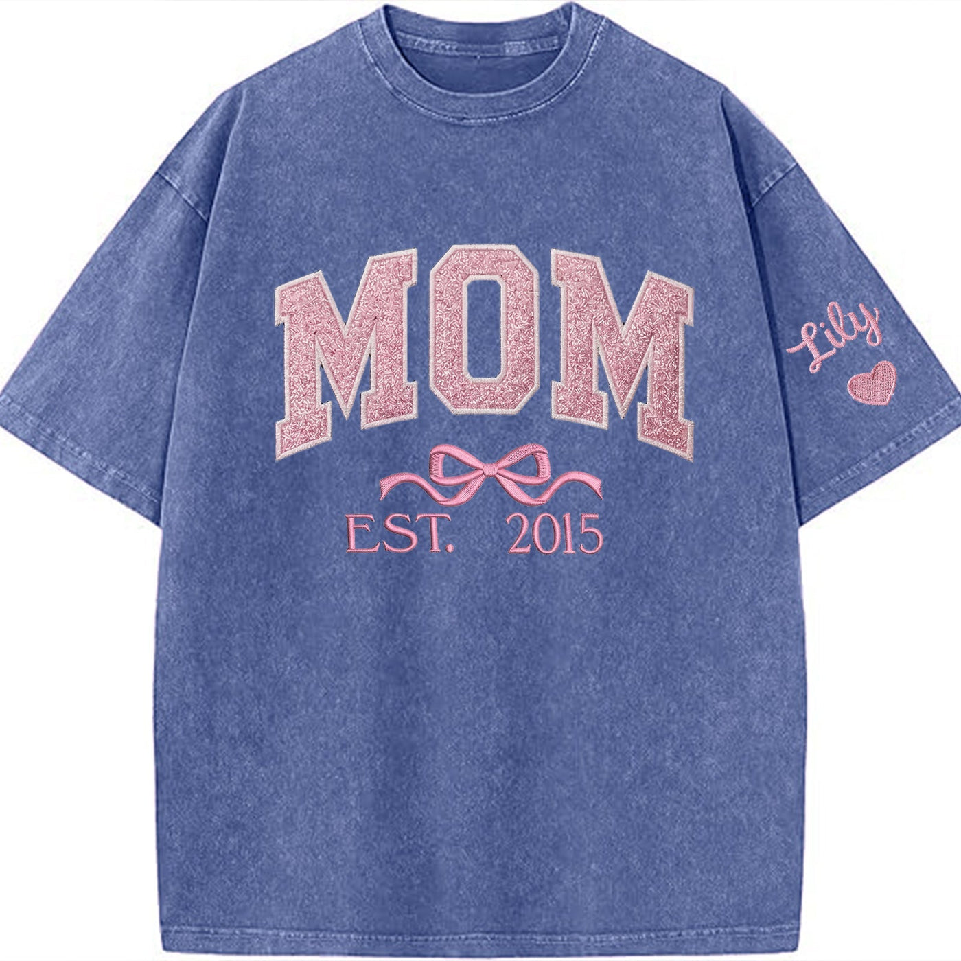 Mom glitter embroidered Washed T-shirt&sweatshirt mother day/personalized year.