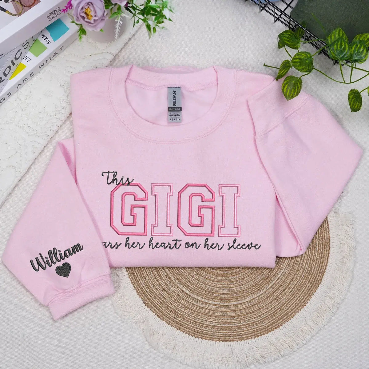 Custom Embroidered This Gigi Wears Her Heart on Her Sleeve Sweatshirt | Mother's Day Gifts