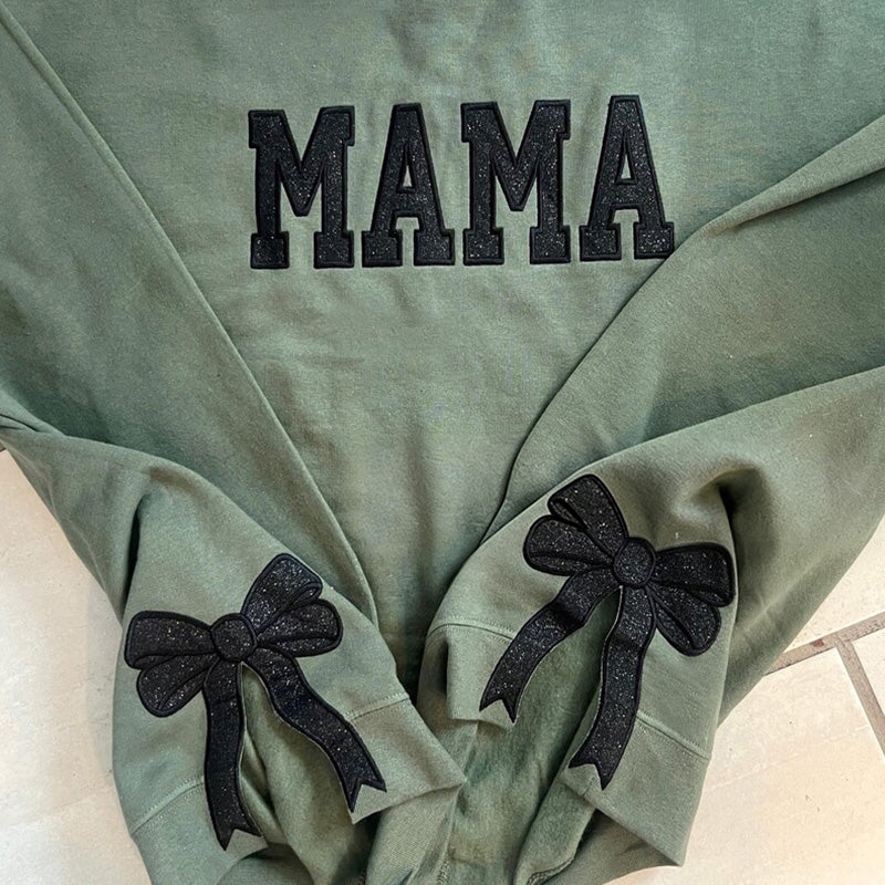 Custom Viral Side Bow Glitter MAMA Sweatshirt | Mother's Day Gifts