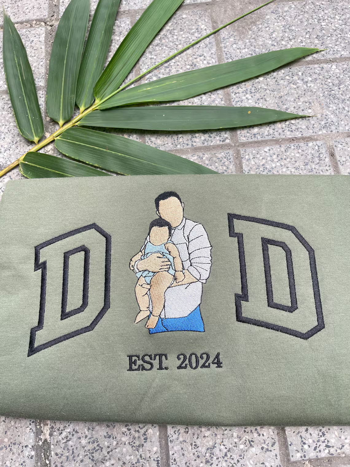 Custom Portrait from Photo Sweatshirt Embroidered Dad,Papa Sweatshirt