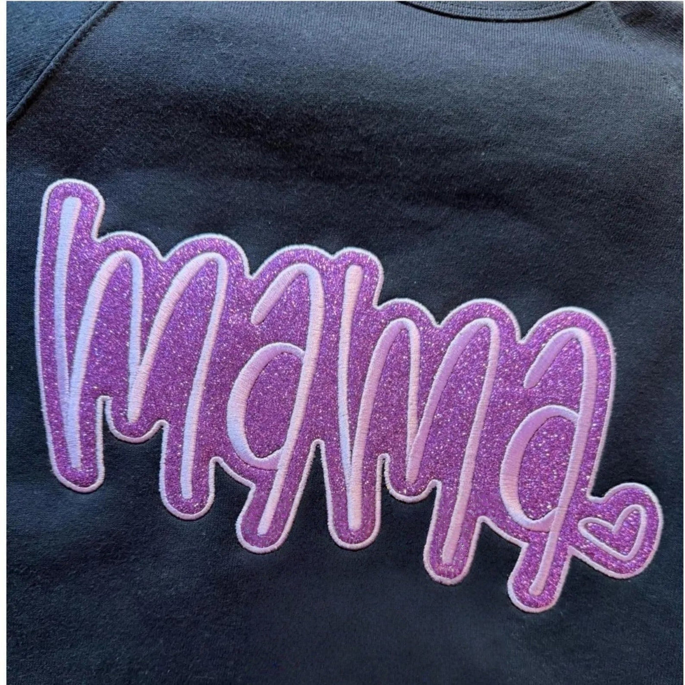 Custom Mama Glitter Applique Sweatshirt With Heart & Glitter Design | Mother's Day Gifts