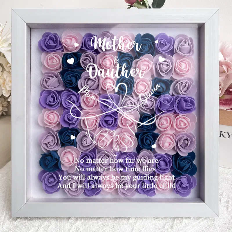 Personalized Flower Shadow Box, mother and daughter hand by hand- Mother's Day Gift