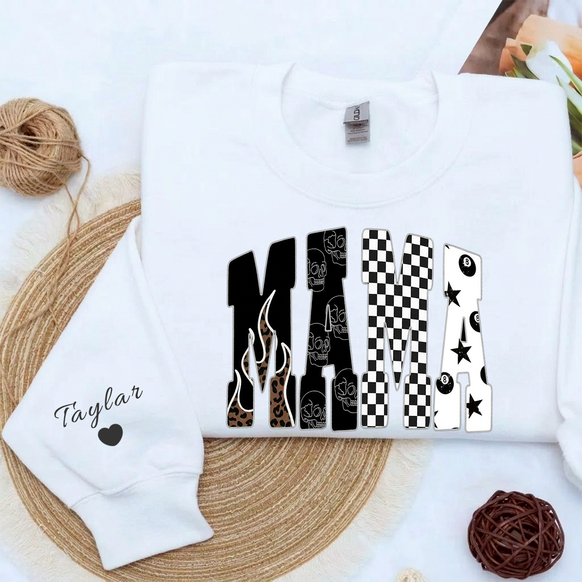 Custom Edgy Mama Crew Sweatshirt Western Clothing | Mother's Day Gifts