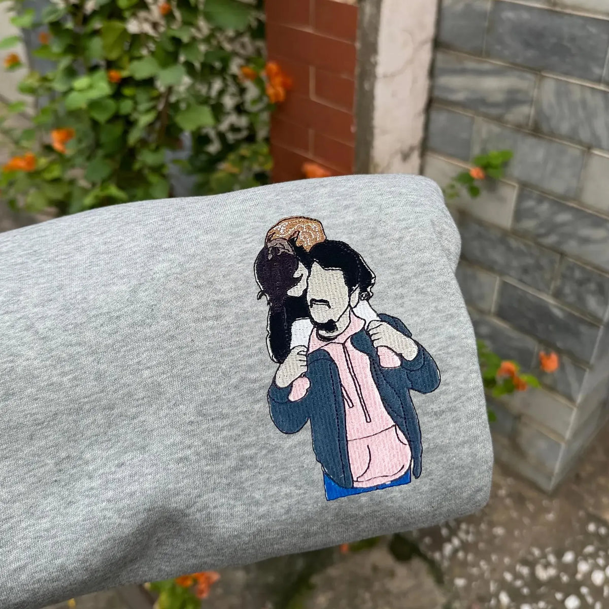 Custom Embroidered Photo Portrait Sweatshirt For papà, papá, dad