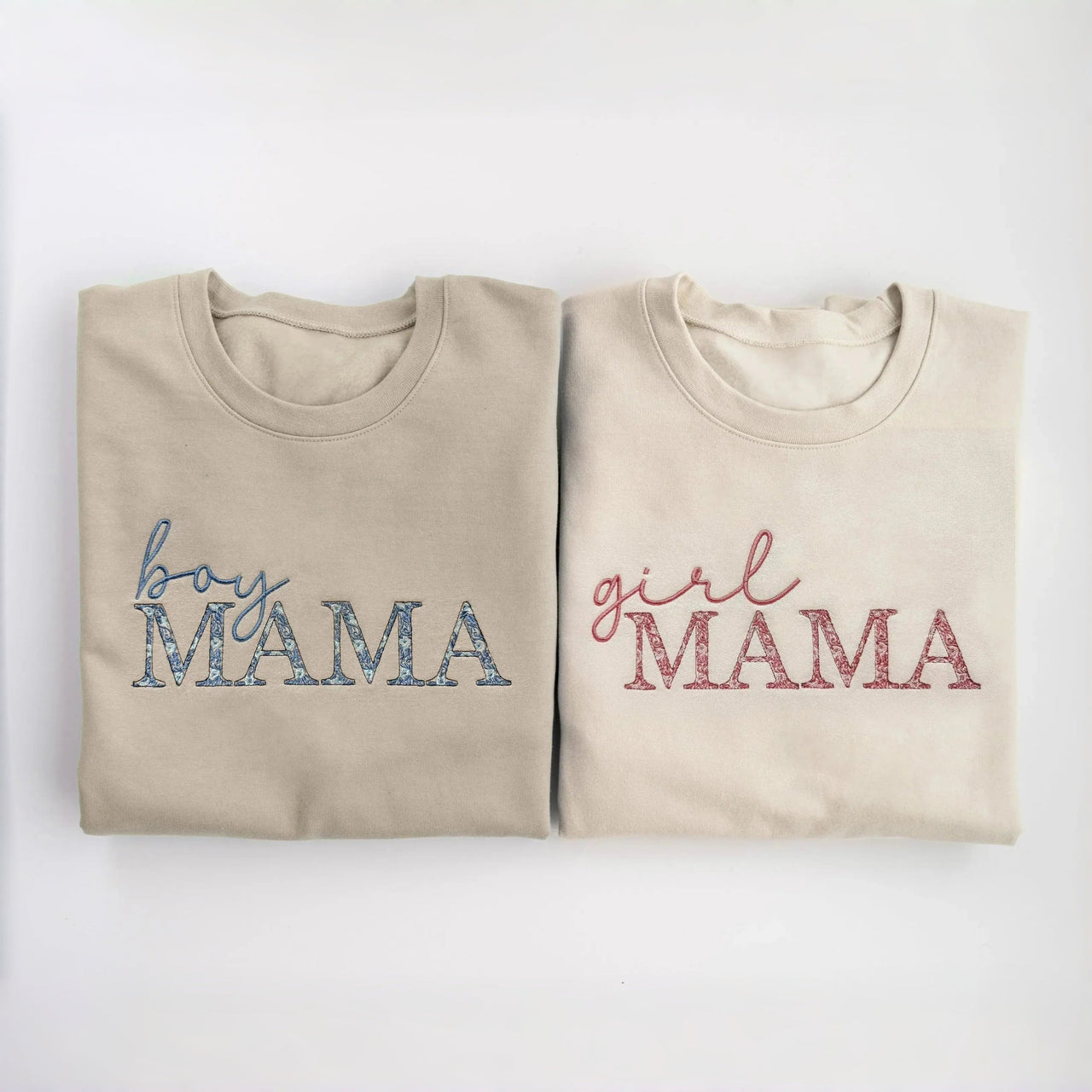 Girl Mama Embroidered Sweatshirt with Floral Pattern Mama Sweatshirt Embroidered for Girl Mom Sweatshirt with Chinoiserie Pattern