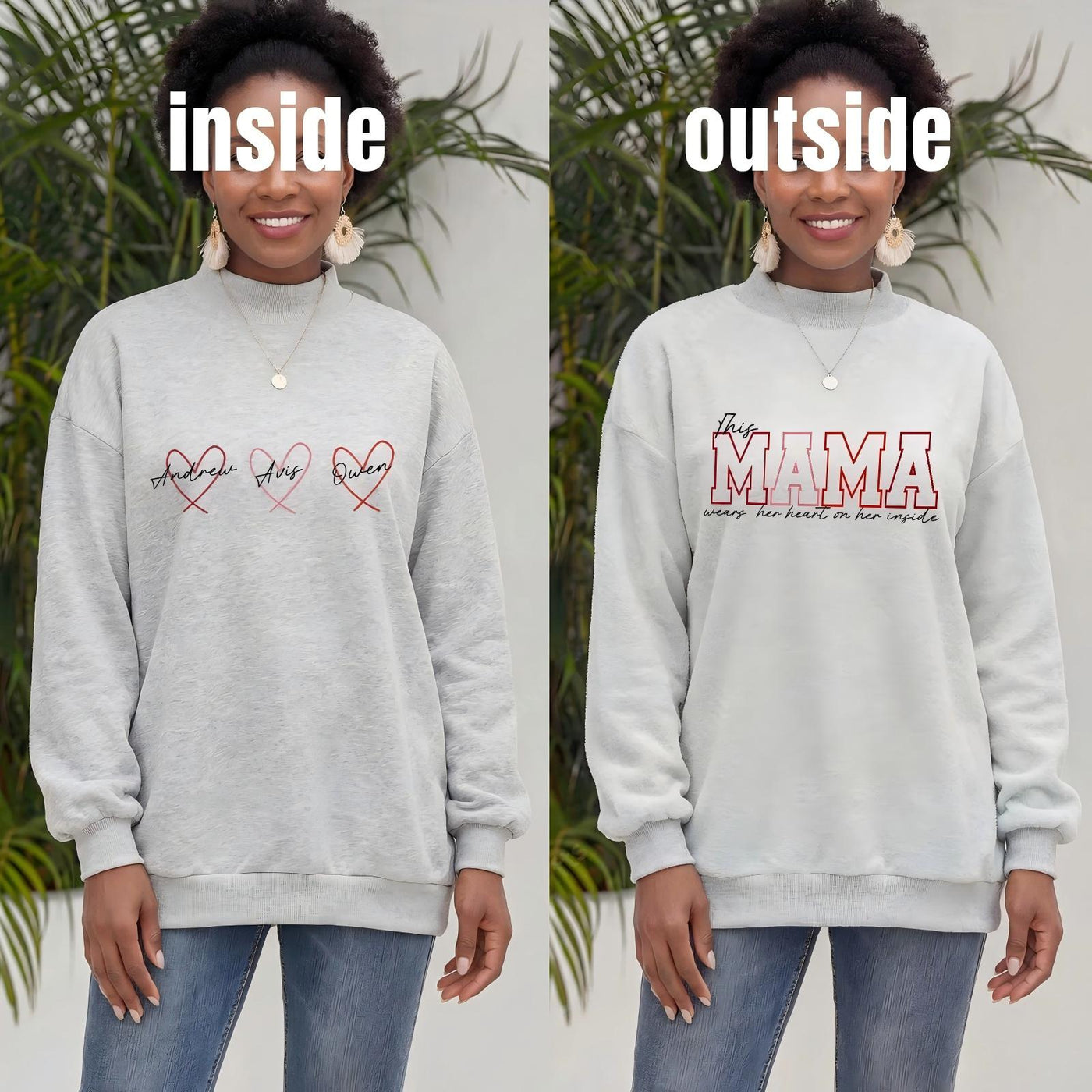 Wear Your Heart on the Inside – Custom Mama Reversible Sweatshirt |Mother's Day Gift