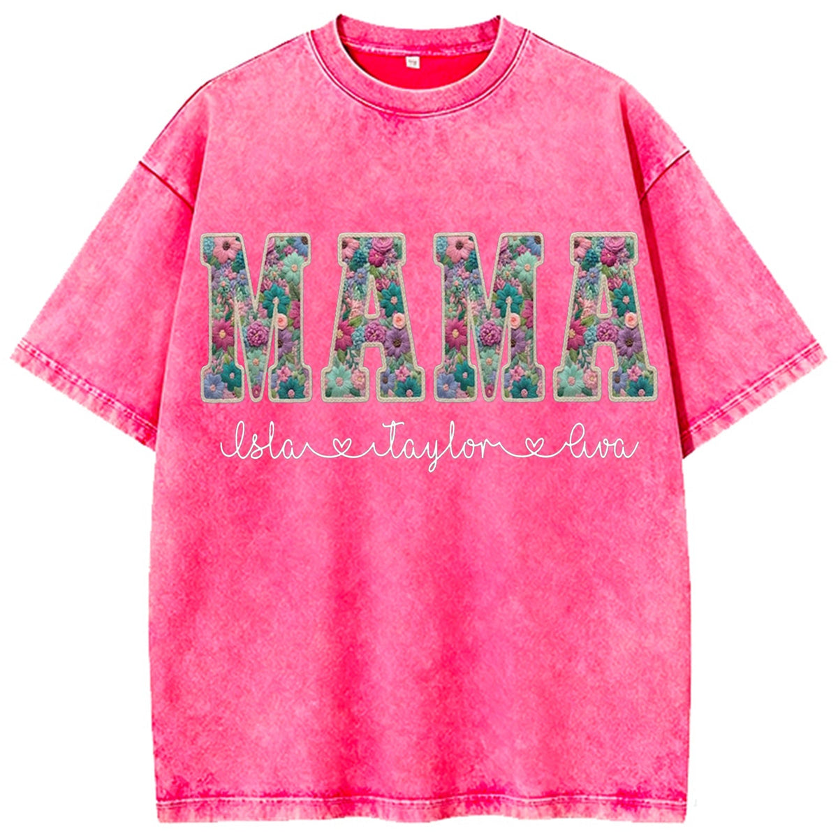 Personalized Floral "MAMA"  Vintage Washed Sweatshirt – Custom Kids Names Gift for Mom