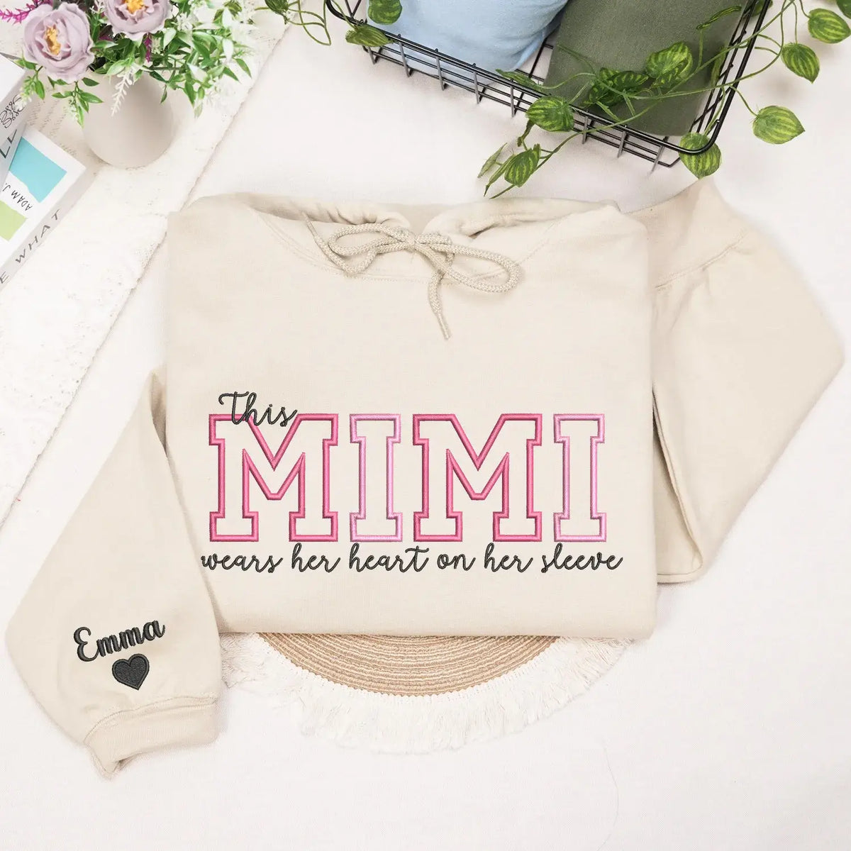 Custom Embroidered This Mimi Wears Her Heart on Her Sleeve Sweatshirt | Mother's Day Gifts