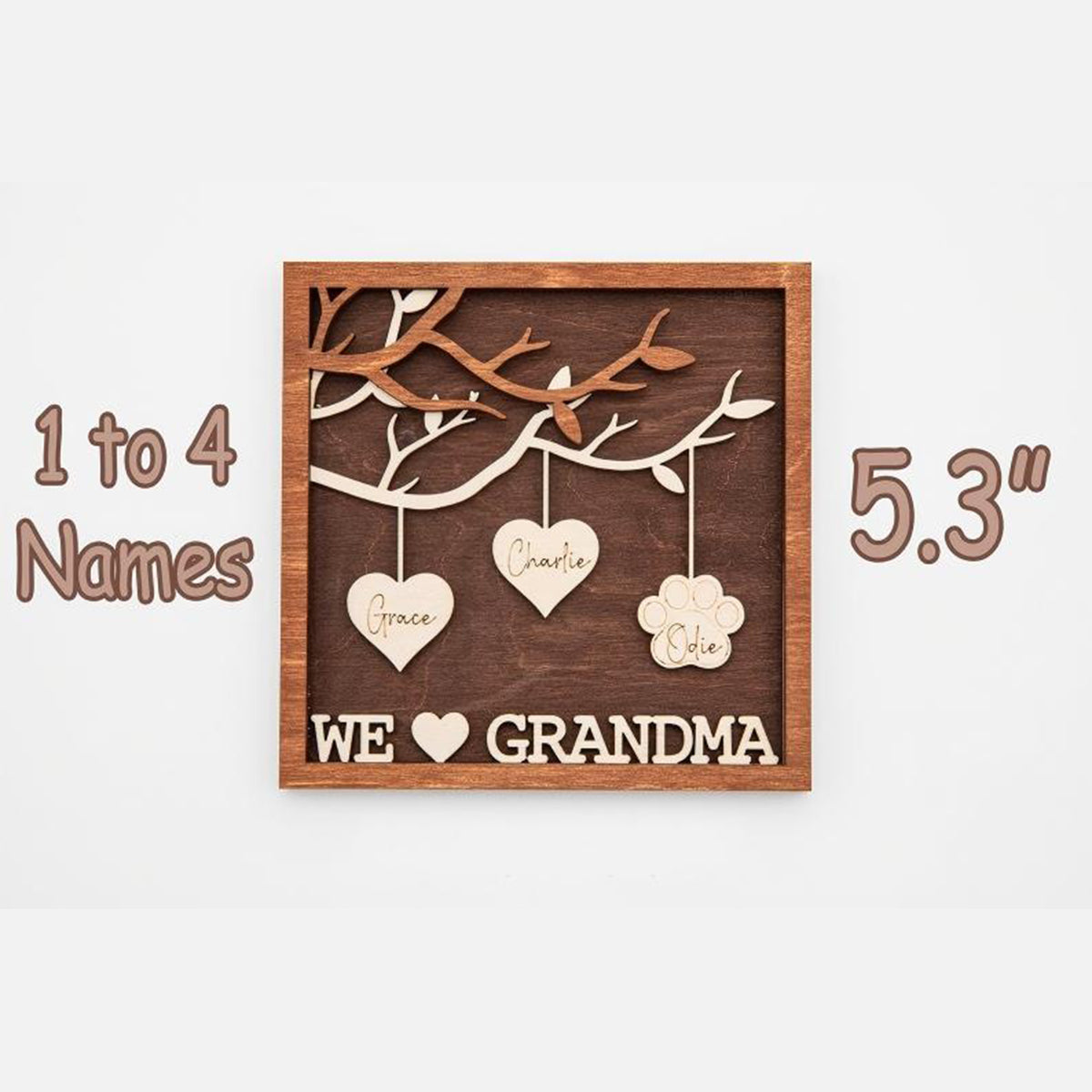 Family Tree Hanging Heart 3D Wall Hanging Decoration or Gift with Stand | Perfect for Mothers Day | Fathers Day