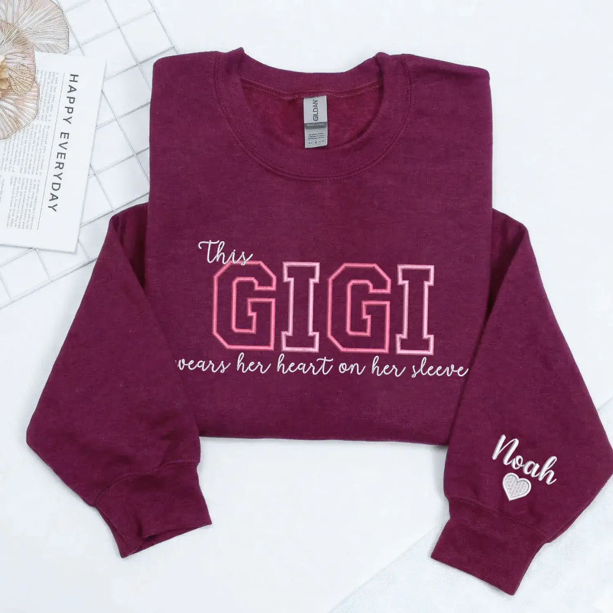 Custom Embroidered This Gigi Wears Her Heart on Her Sleeve Sweatshirt | Mother's Day Gifts