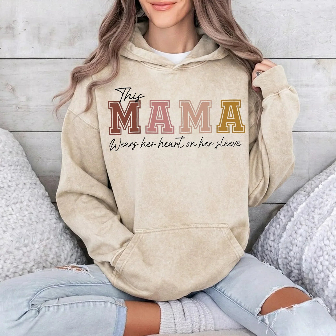 Wear Your Heart on Your Sleeve – Personalized Mama Washed Sweatshirt with Kids’ Names
