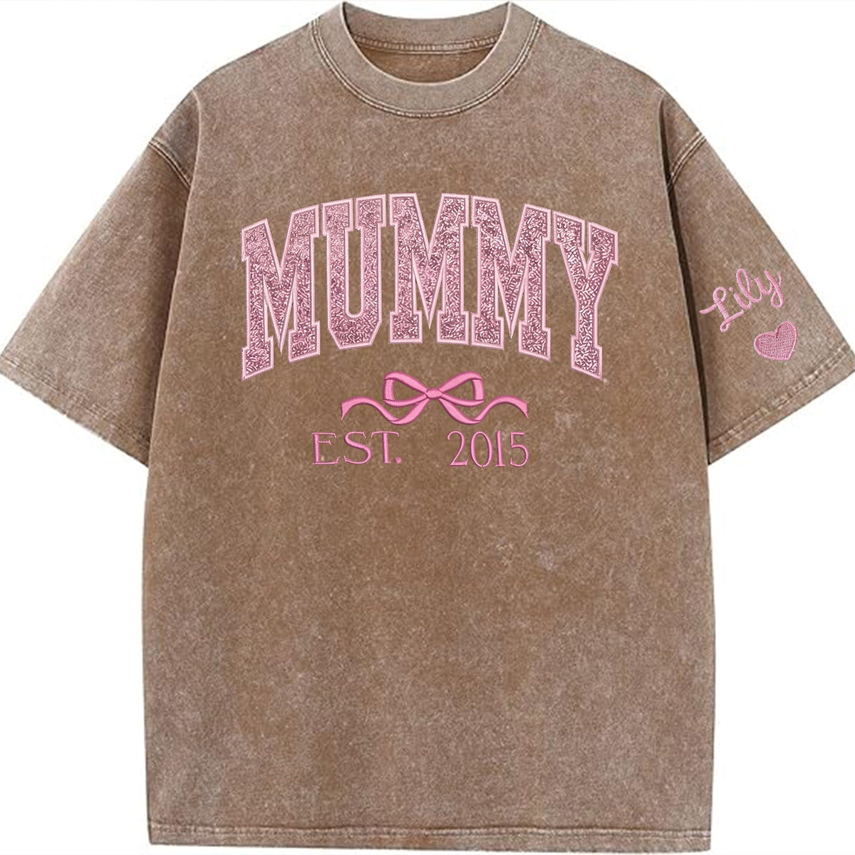 Mom glitter embroidered Washed T-shirt&sweatshirt mother day/personalized year.