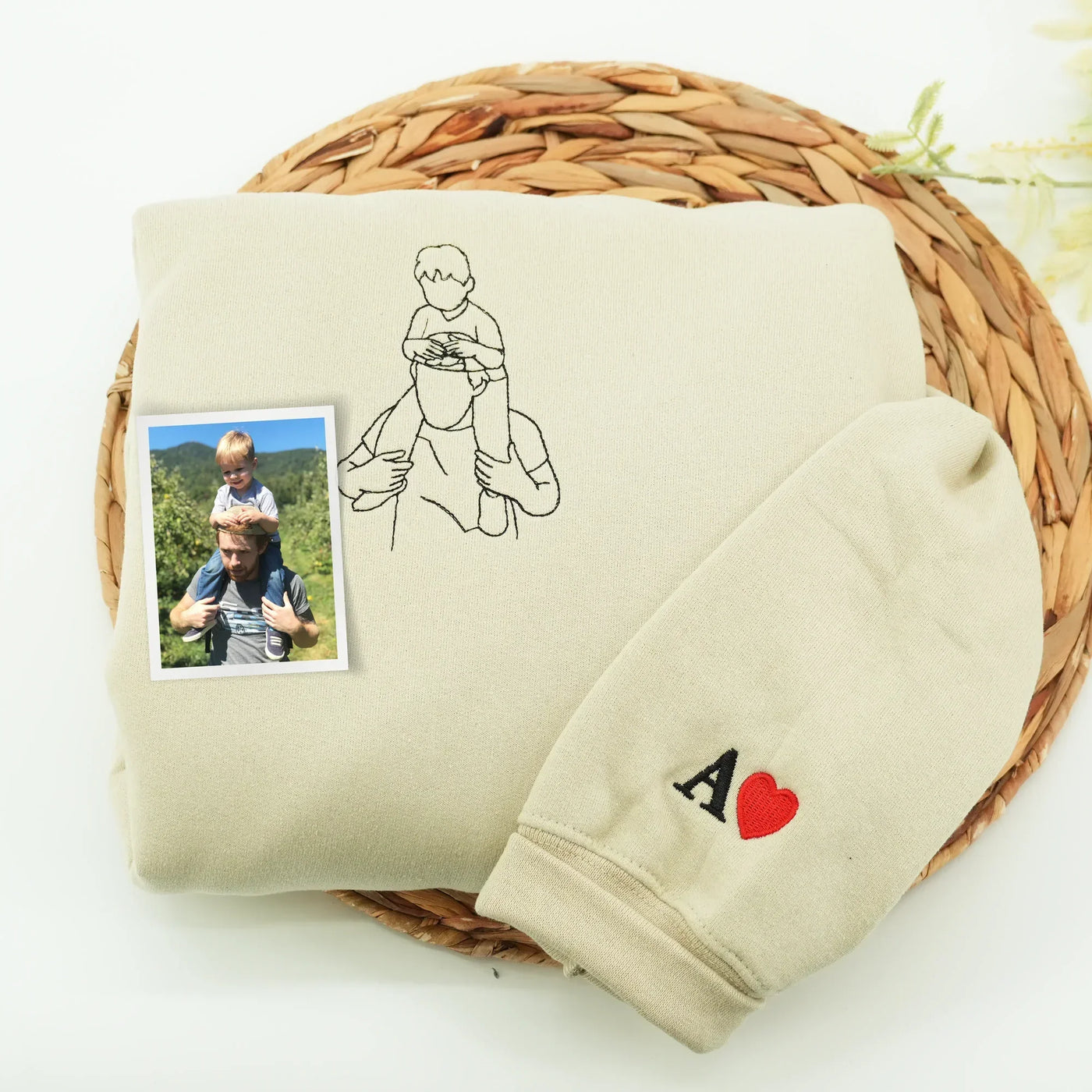 Custom Embroidered Photo Portrait Sweatshirt Gift for papà,papá,pai