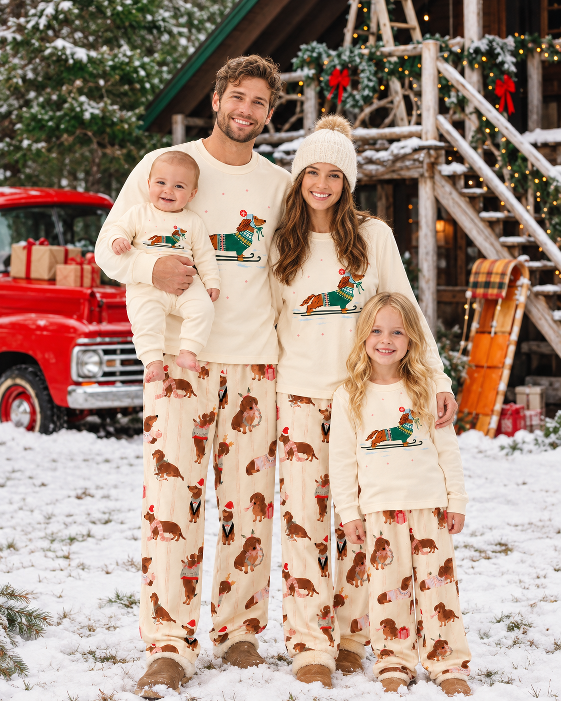 Snow Dachshund - Family Christmas Pajamas