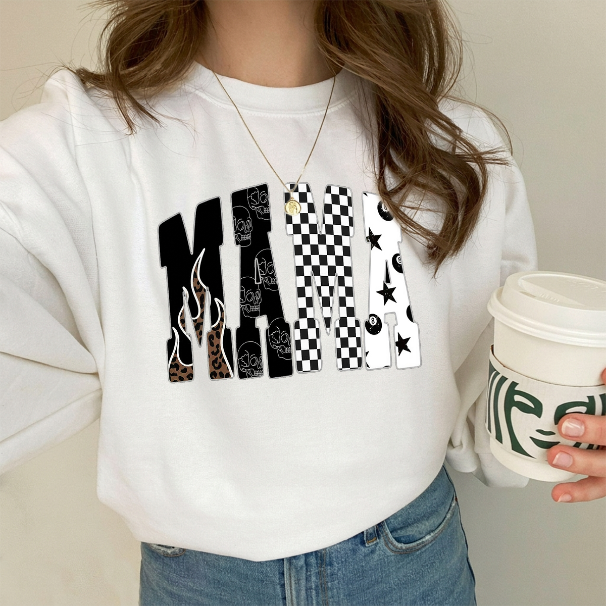Custom Edgy Mama Crew Sweatshirt Western Clothing | Mother's Day Gifts