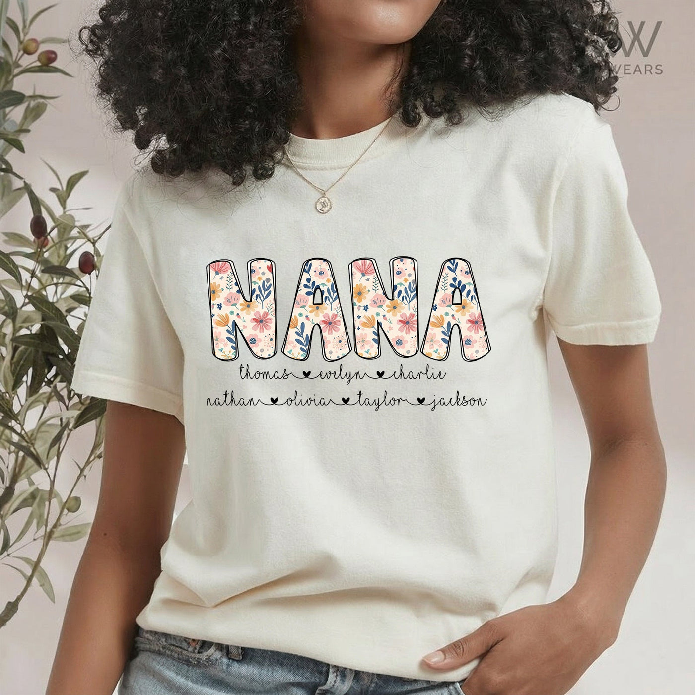 Personalized Nana Sweatshirt with Grandkids' Names - Floral Grandma Gift