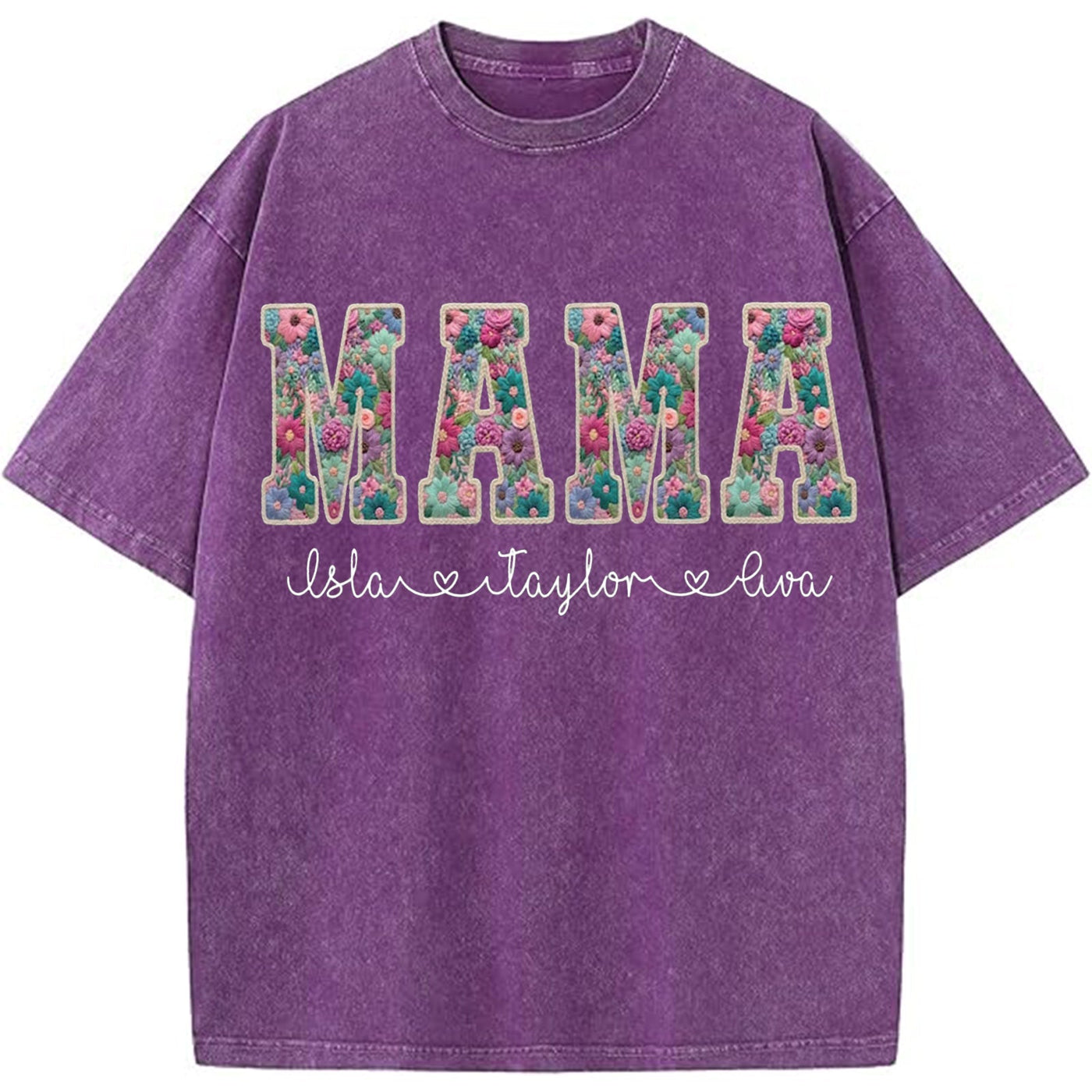 Personalized Floral "MAMA"  Vintage Washed Sweatshirt – Custom Kids Names Gift for Mom